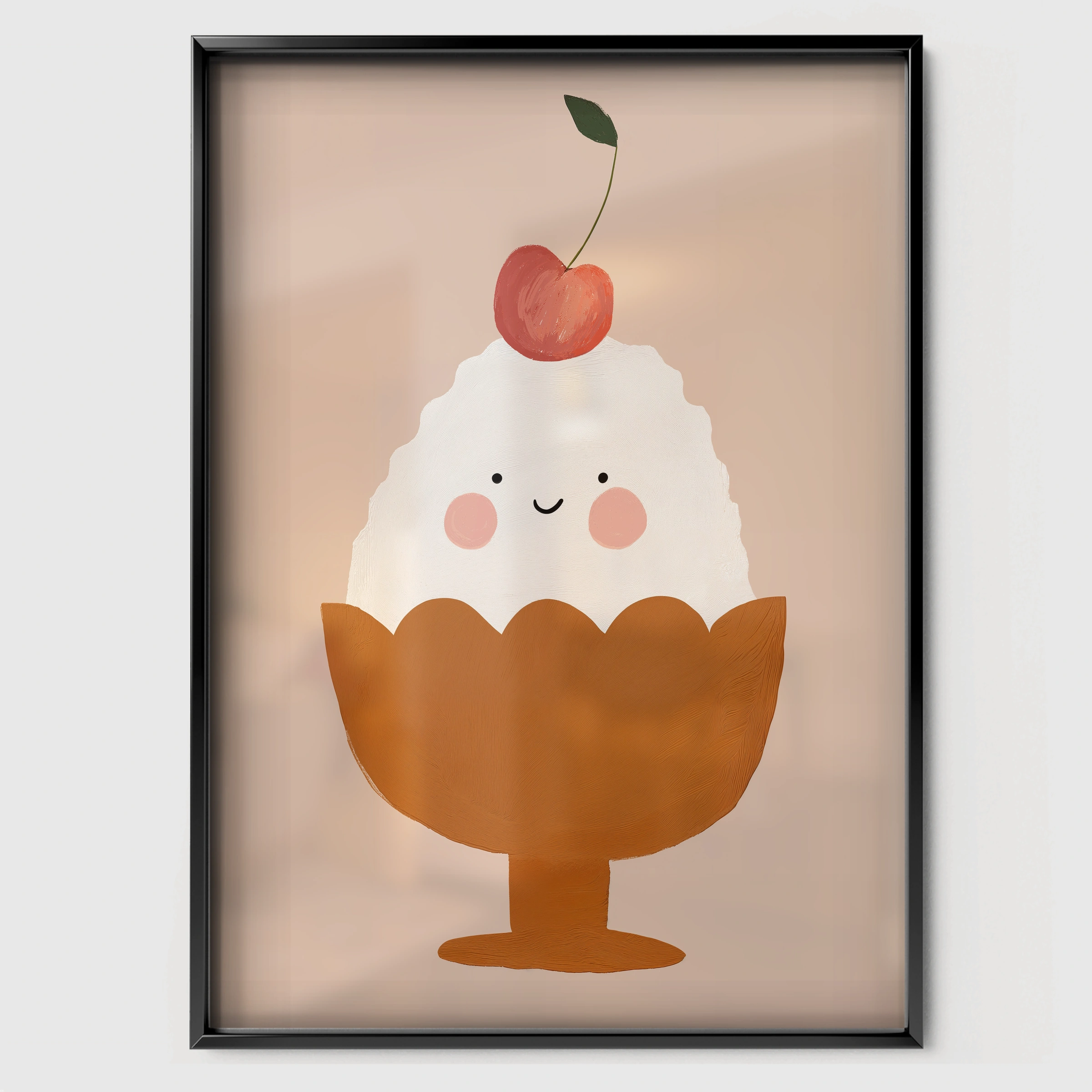 Cherry Sundae Nursery Print - black framed nursery wall art print