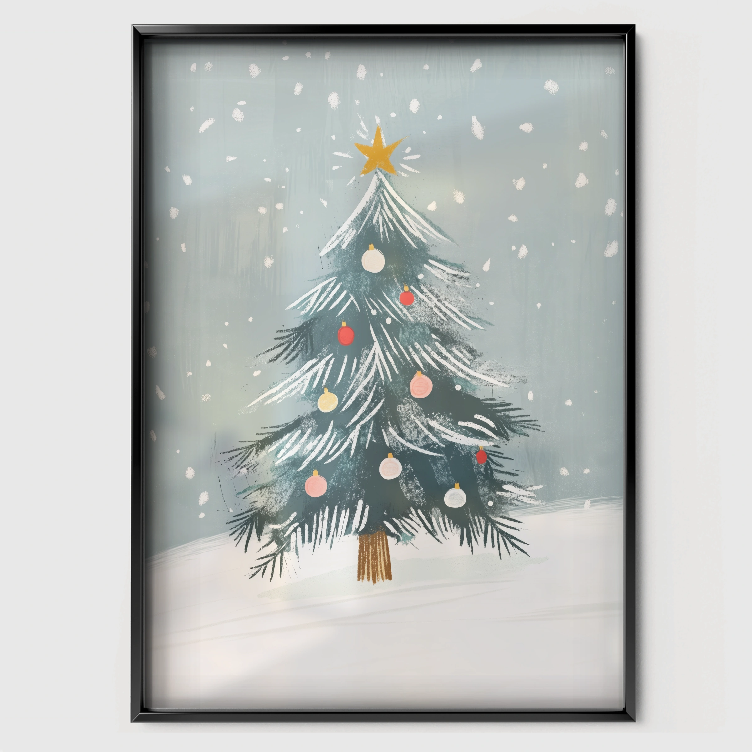 Christmas Tree Christmas Print - black framed nursery wall art print