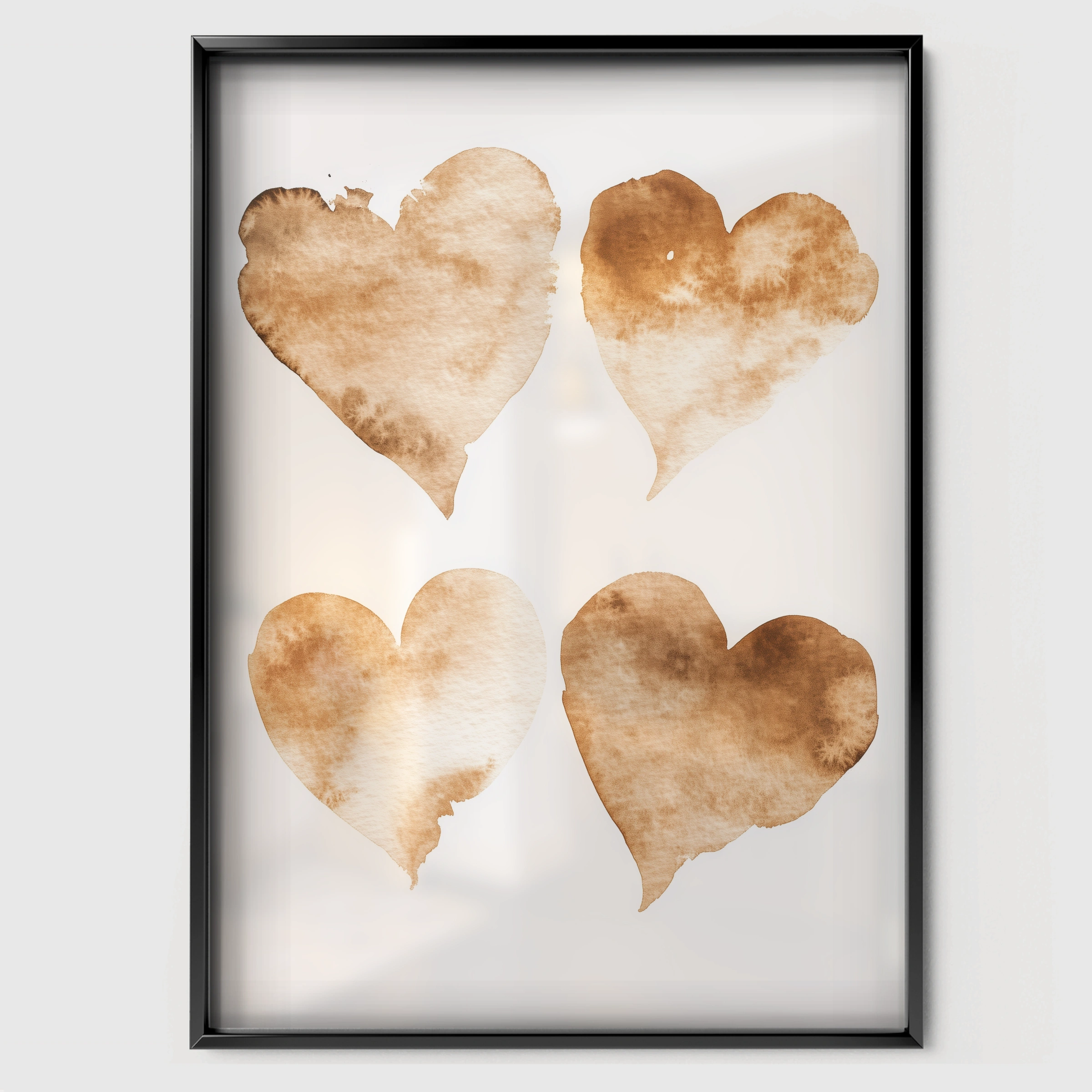 Coffee Hearts Nursery Print - black framed nursery wall art print