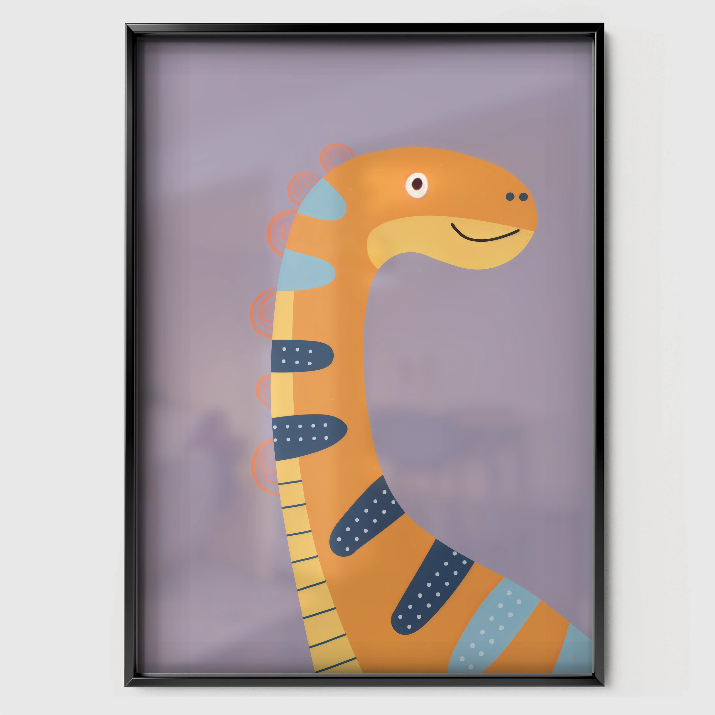 Colourful Dinosaur Nursery Print - black framed nursery wall art print