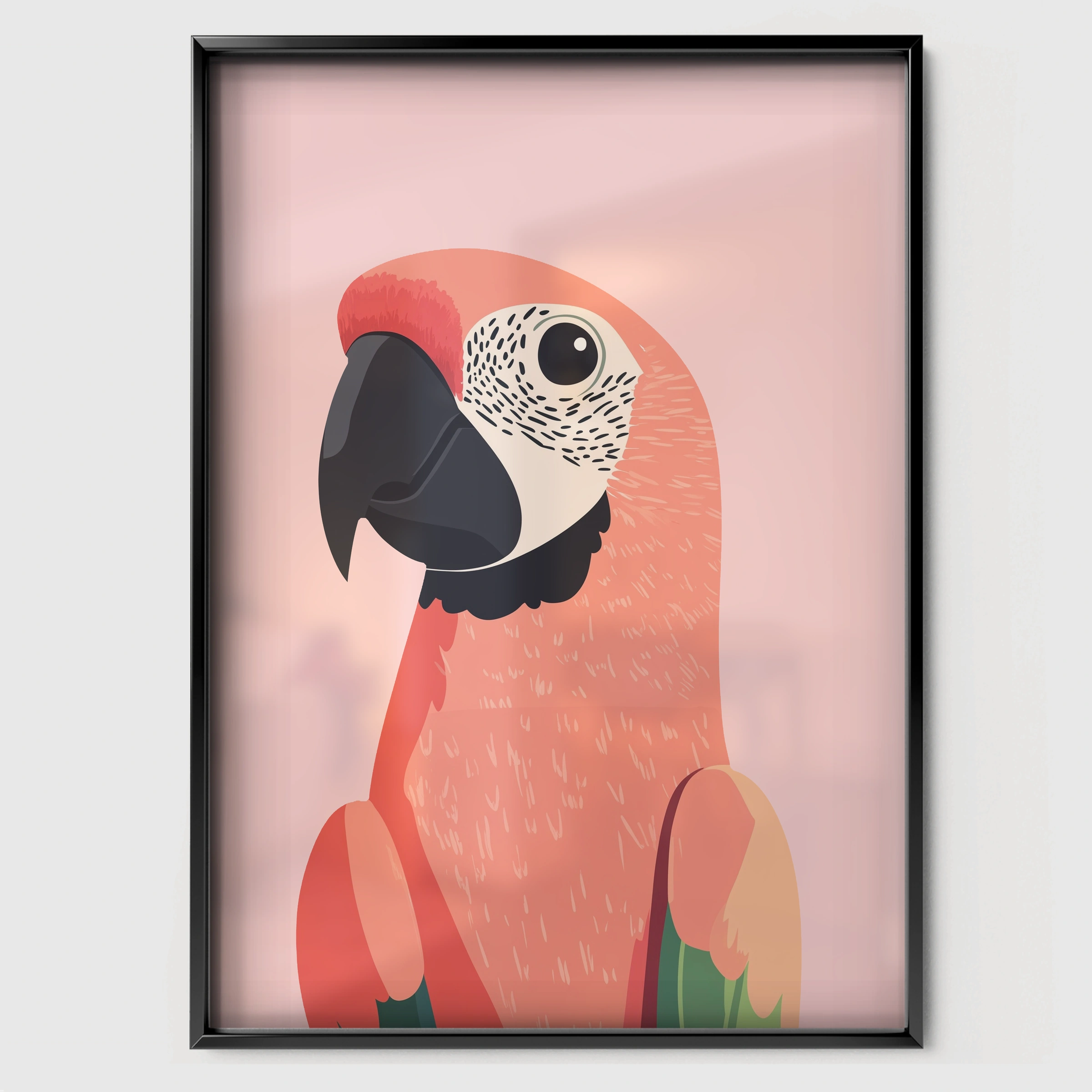 Colourful Parrot Nursery Print - black framed nursery wall art print