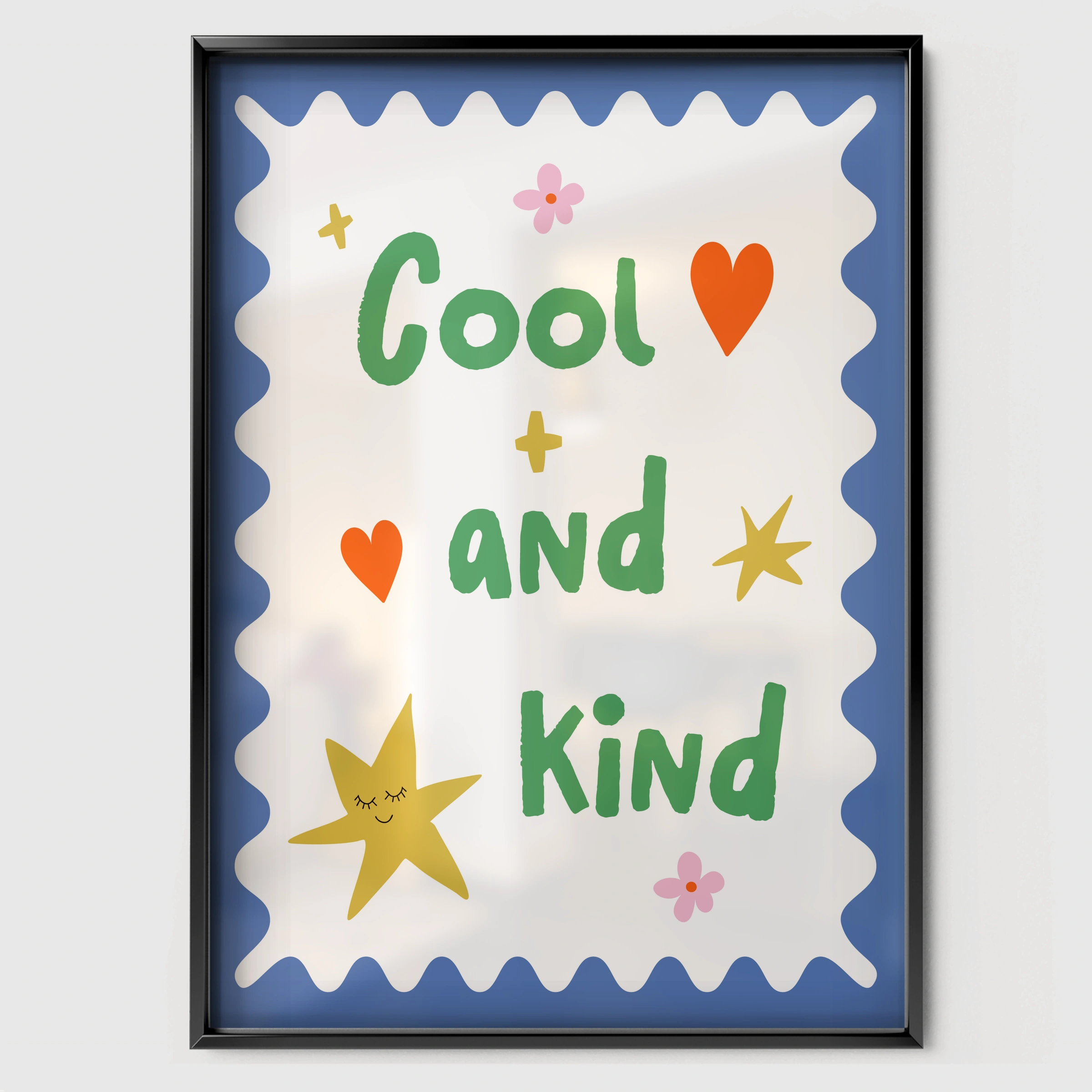 Cool And Kind Nursery Print - black framed nursery wall art print