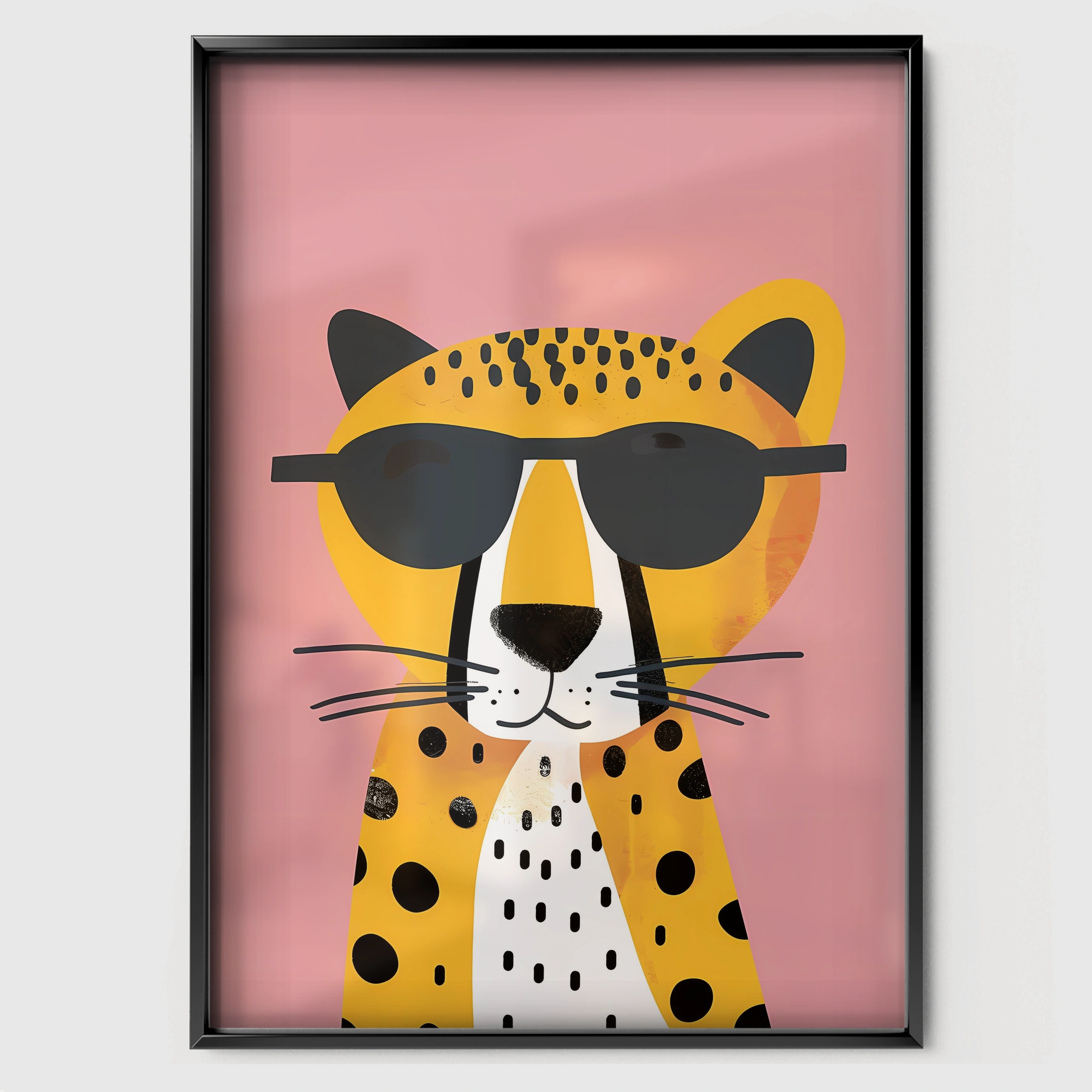 Cool Cheetah Nursery Print - black framed nursery wall art print