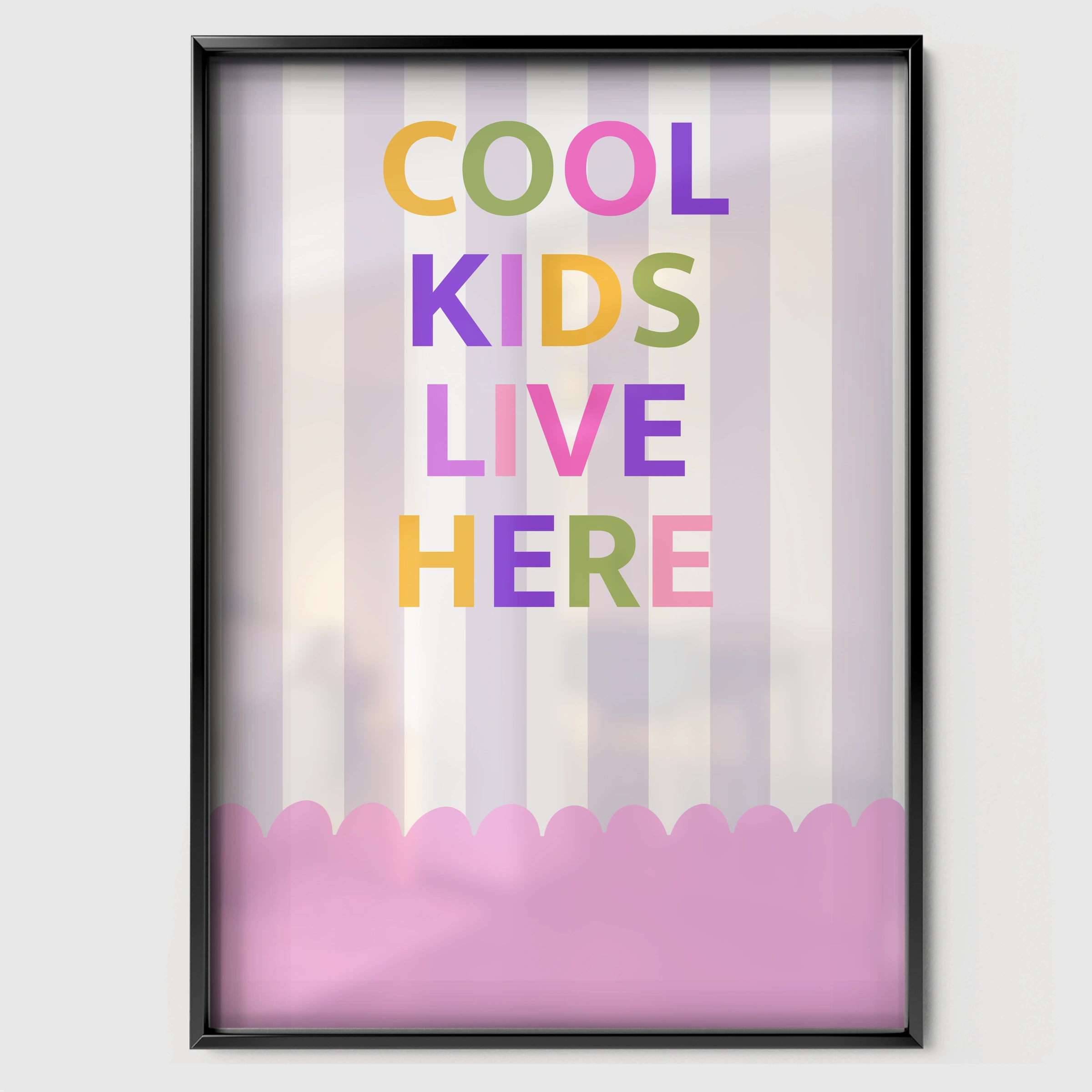 Cool Kids Live Here Nursery Print - black framed nursery wall art print