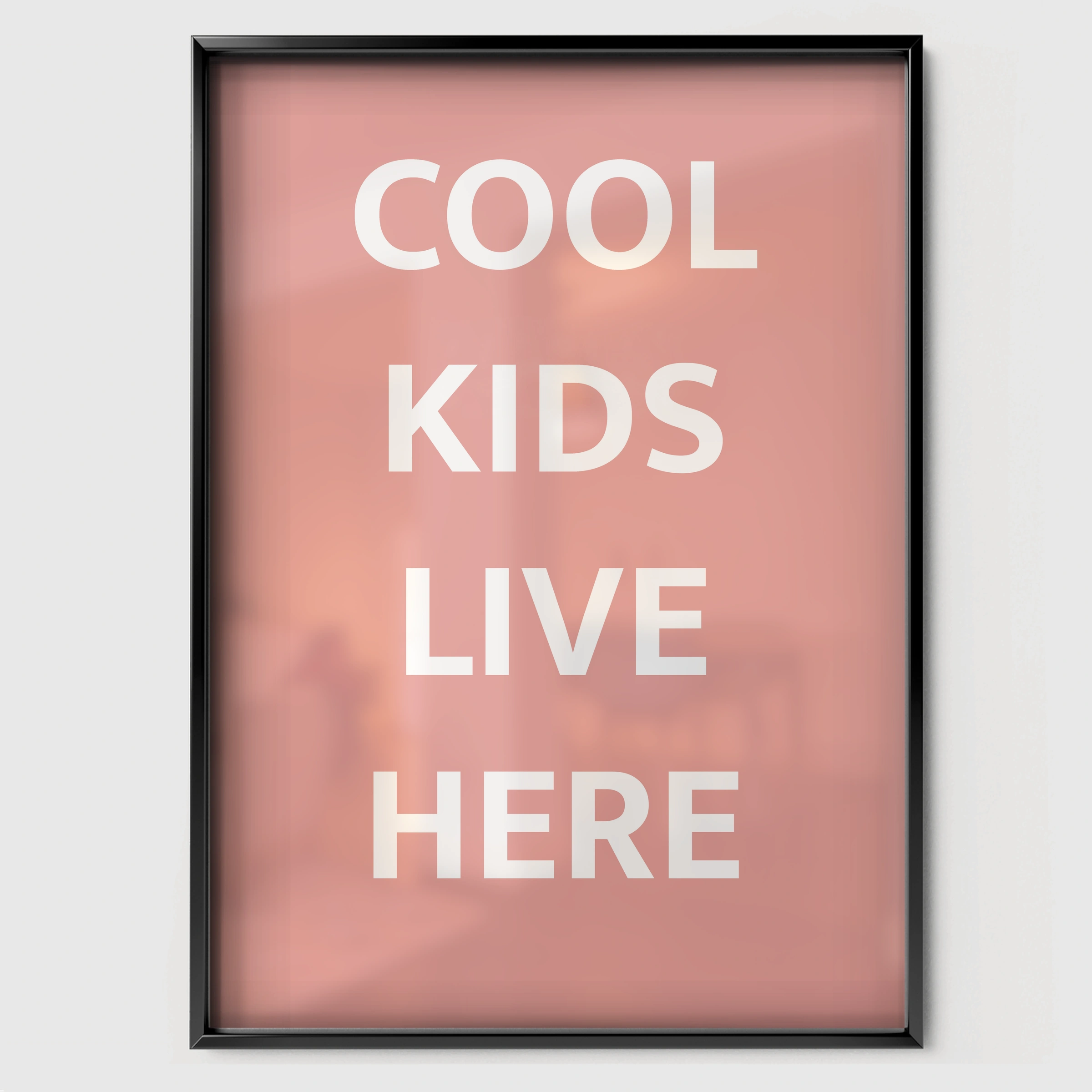 Cool Kids Live Here Pink Nursery Print - black framed nursery wall art print
