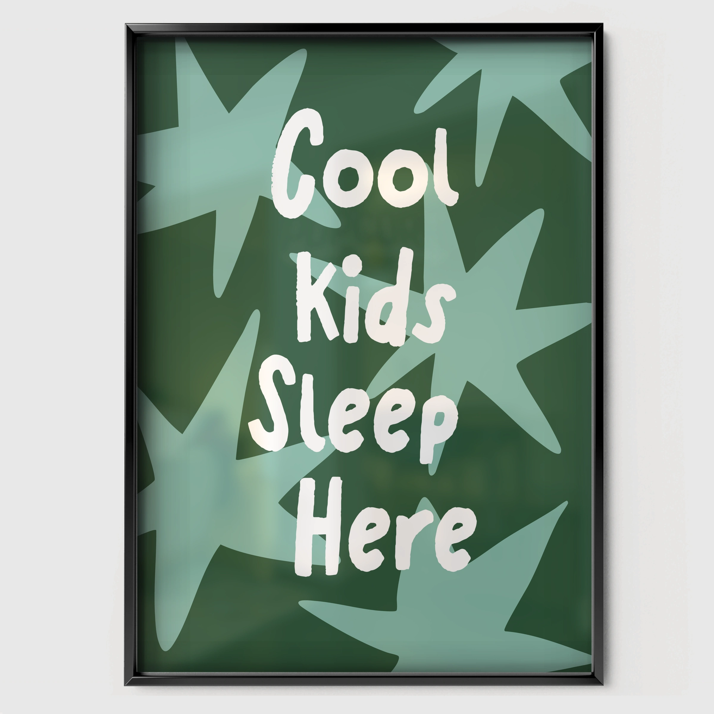 Cool Kids Sleep Here Nursery Print - black framed nursery wall art print