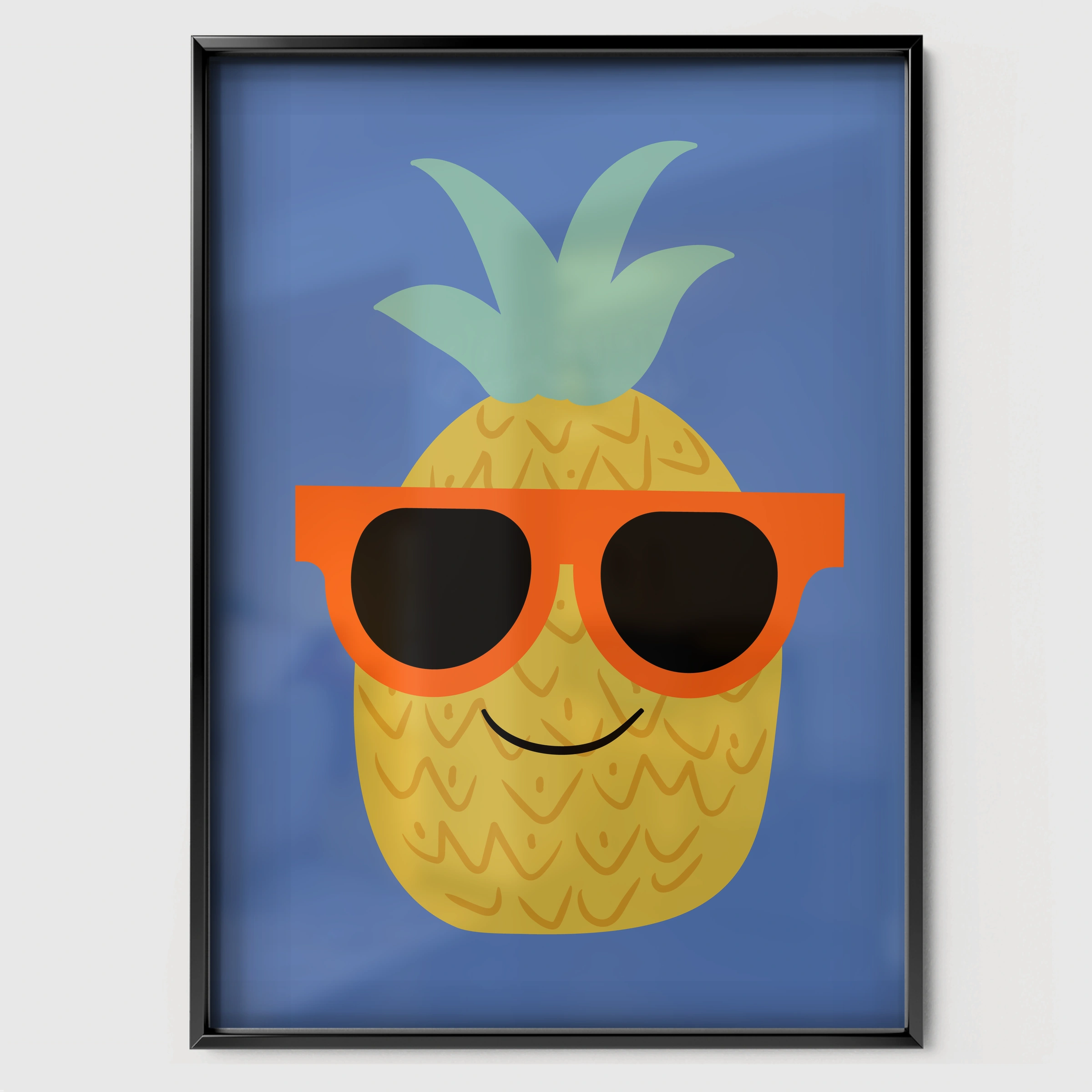 Cool Pineapple Nursery Print - black framed nursery wall art print