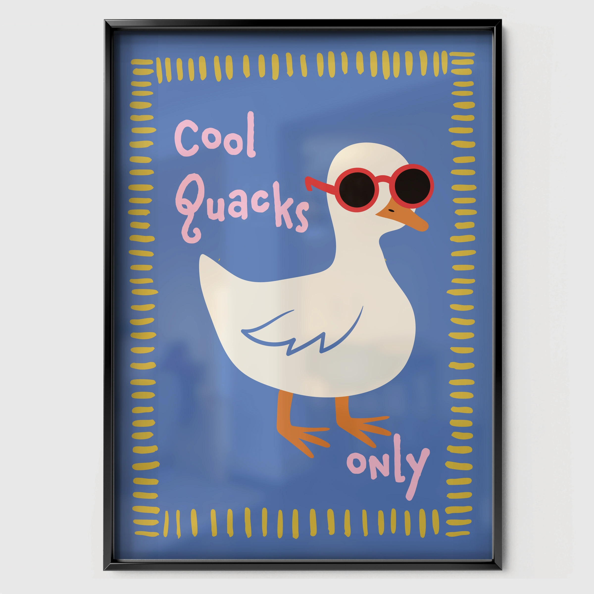 Cool Quacks Only Nursery Print - black framed nursery wall art print