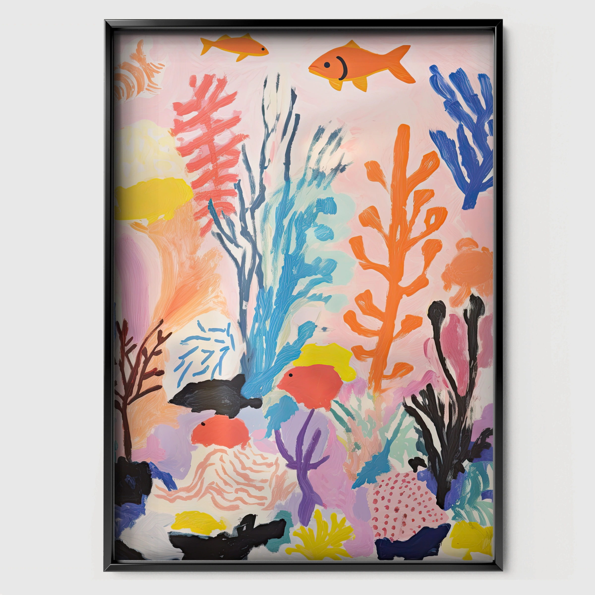 Coral Garden Nursery Print - black framed nursery wall art print