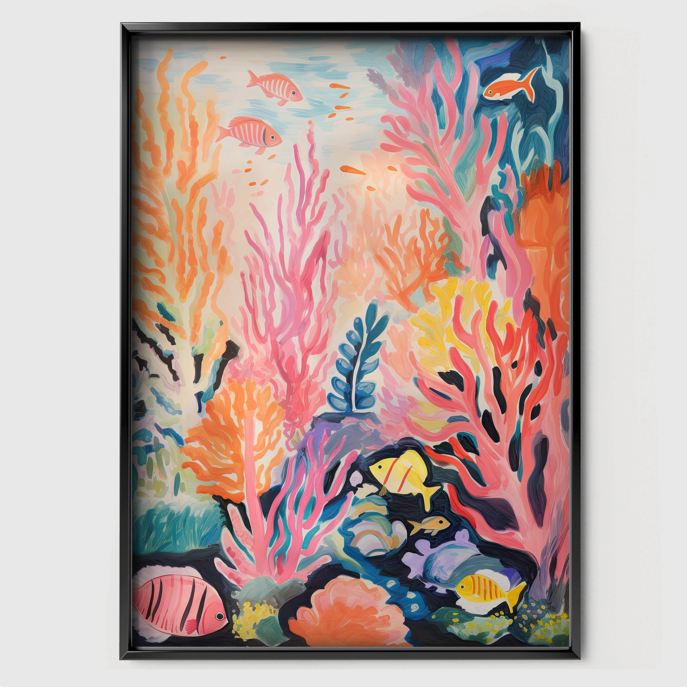 Coral Reef Nursery Print - black framed nursery wall art print