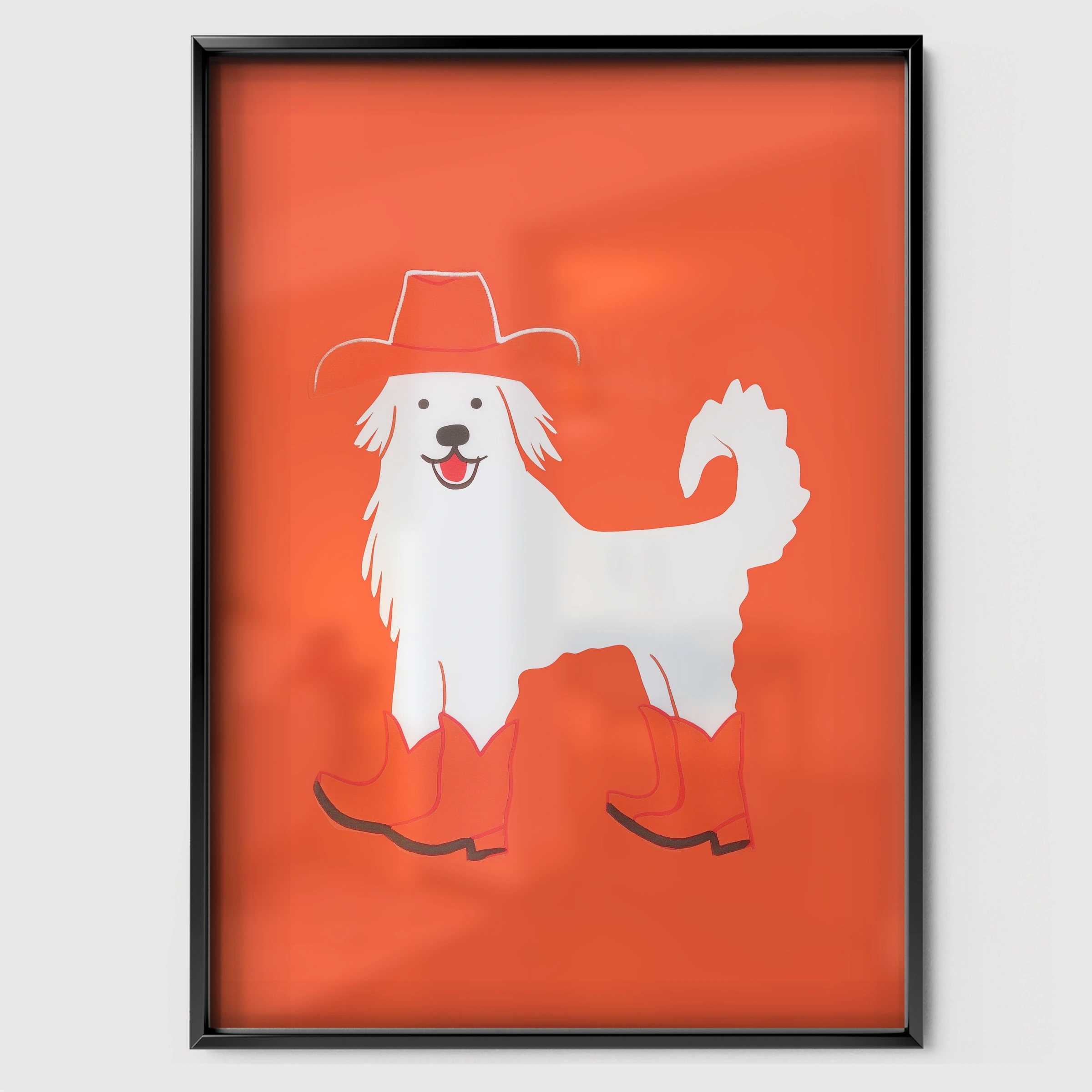 Cowboy Dog Nursery Print - black framed nursery wall art print