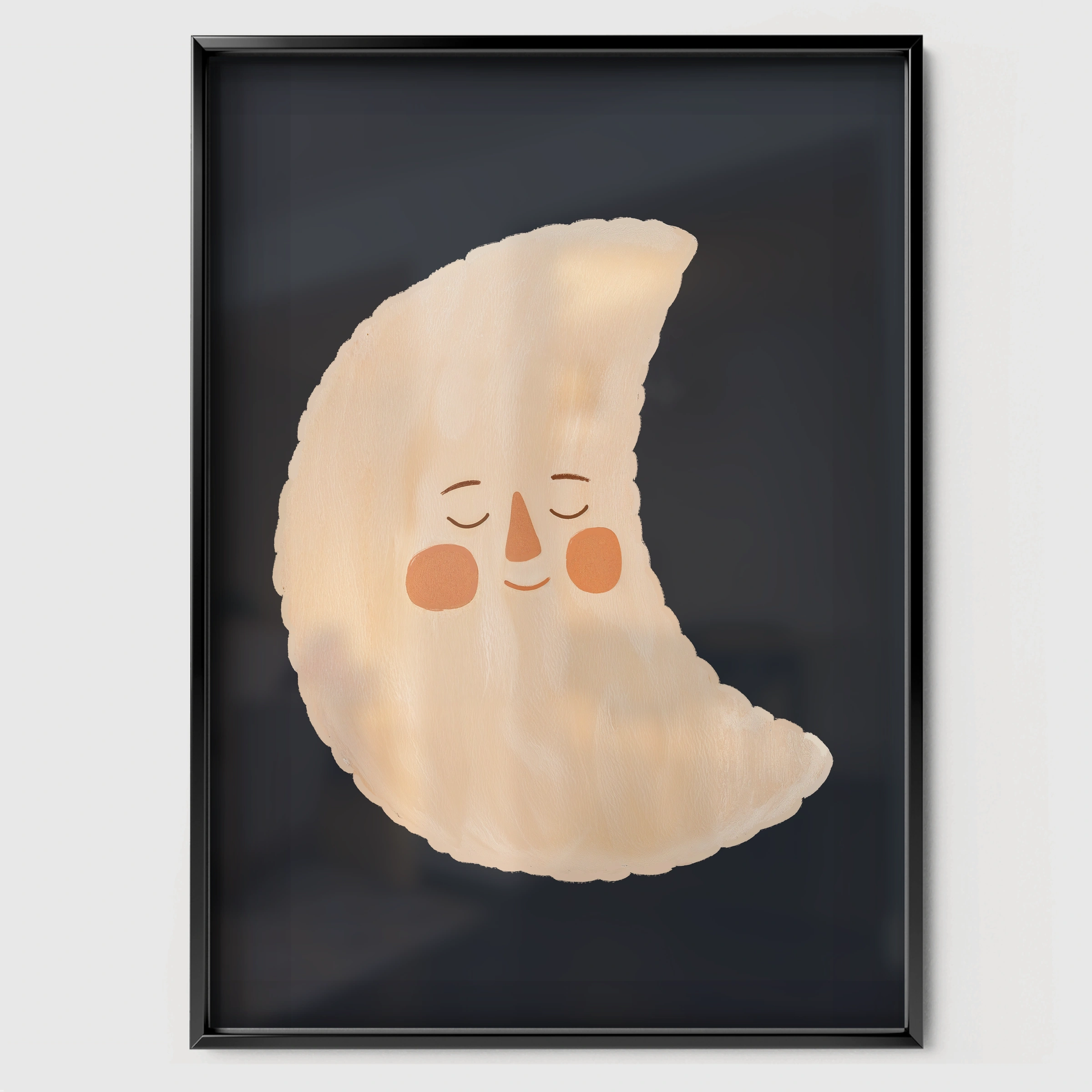Crescent Moon Nursery Print - black framed nursery wall art print