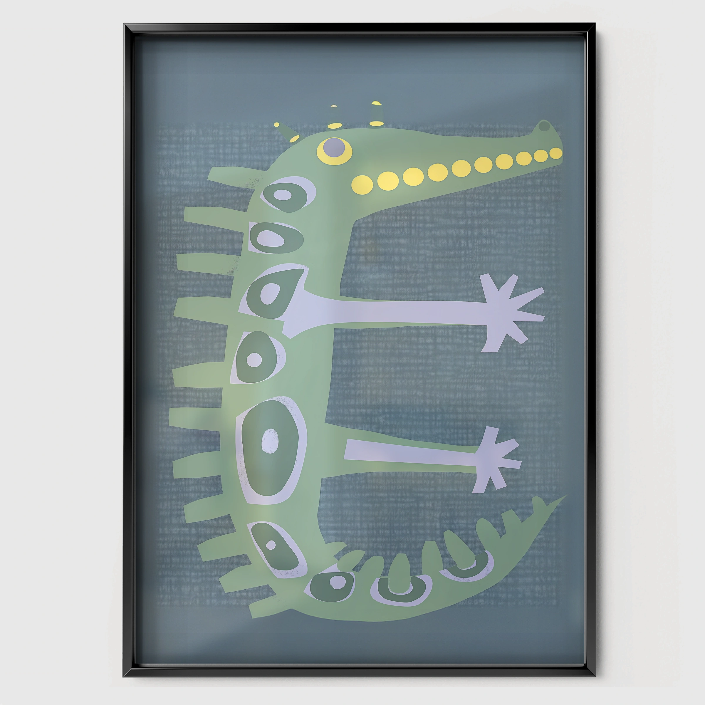 Crocodile Letter Nursery Print - black framed nursery wall art print