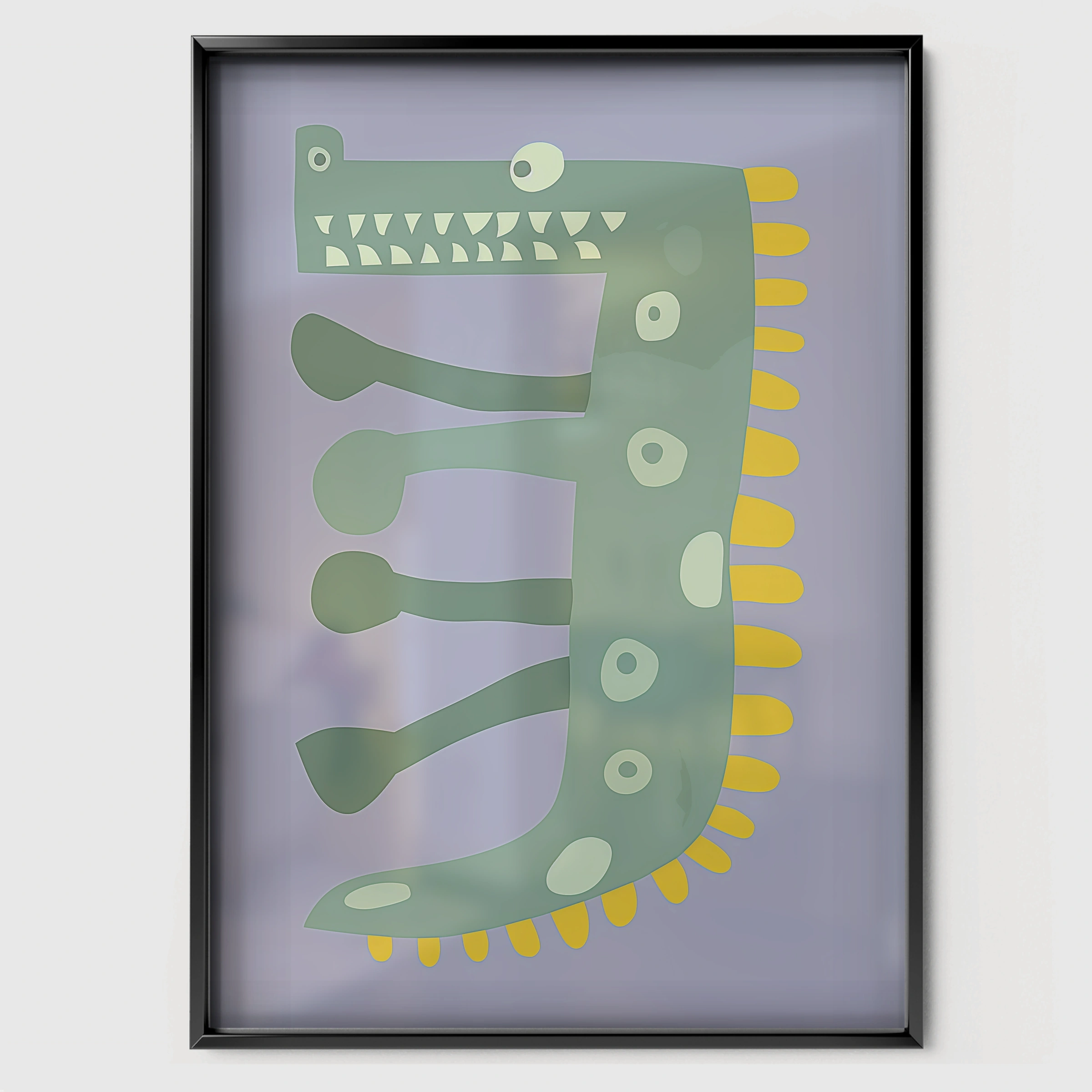 Crocodile Letter Two Nursery Print - black framed nursery wall art print