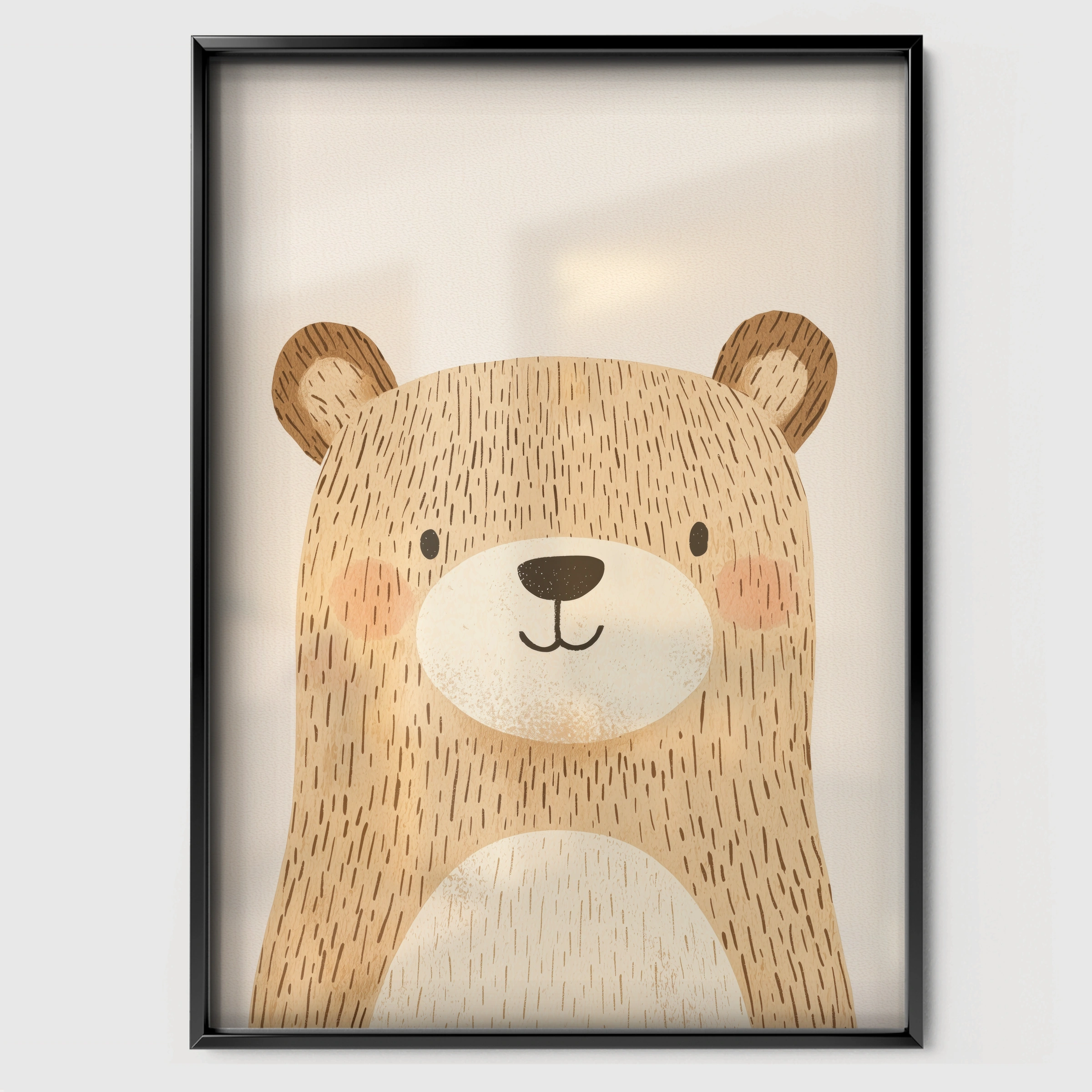 Cuddly Bear Nursery Print - black framed nursery wall art print