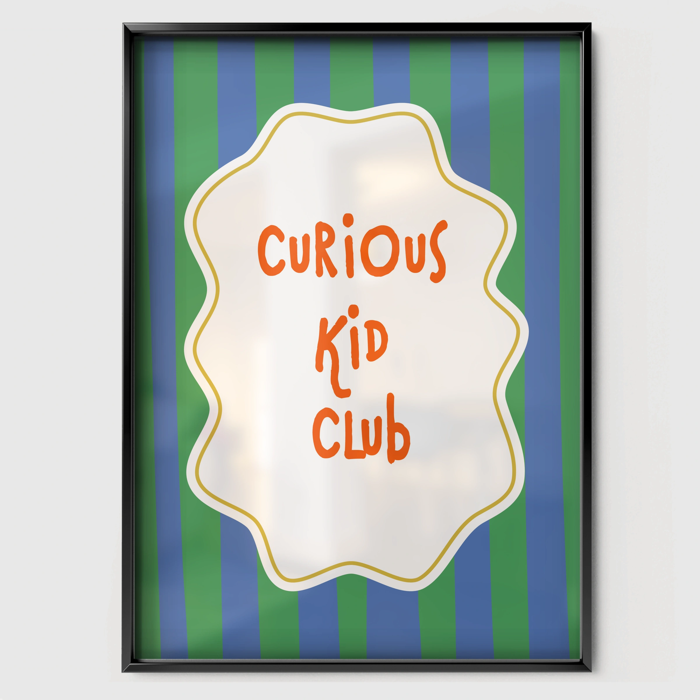 Curious Kid Club Nursery Print - black framed nursery wall art print