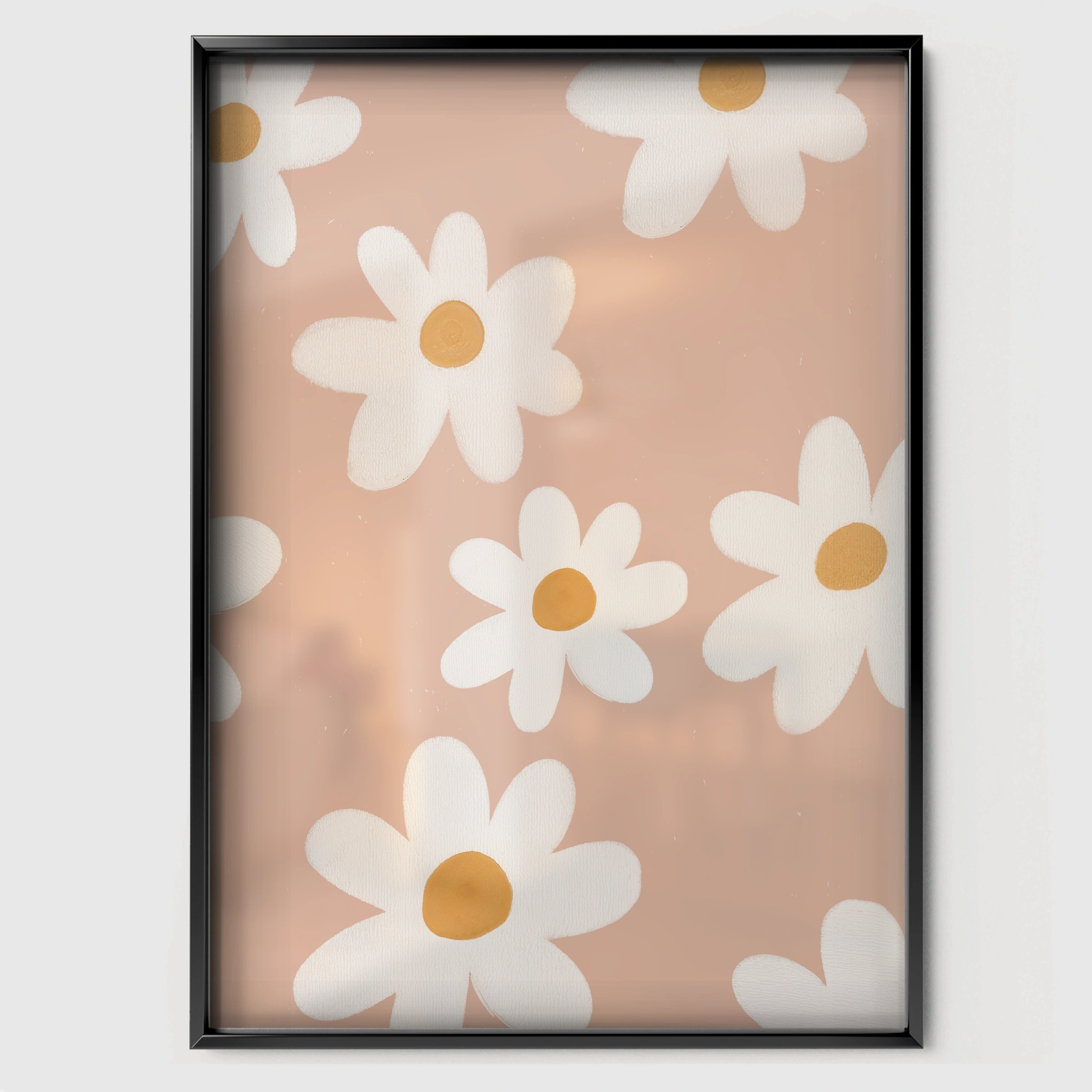 Daisy Field Nursery Print - black framed nursery wall art print