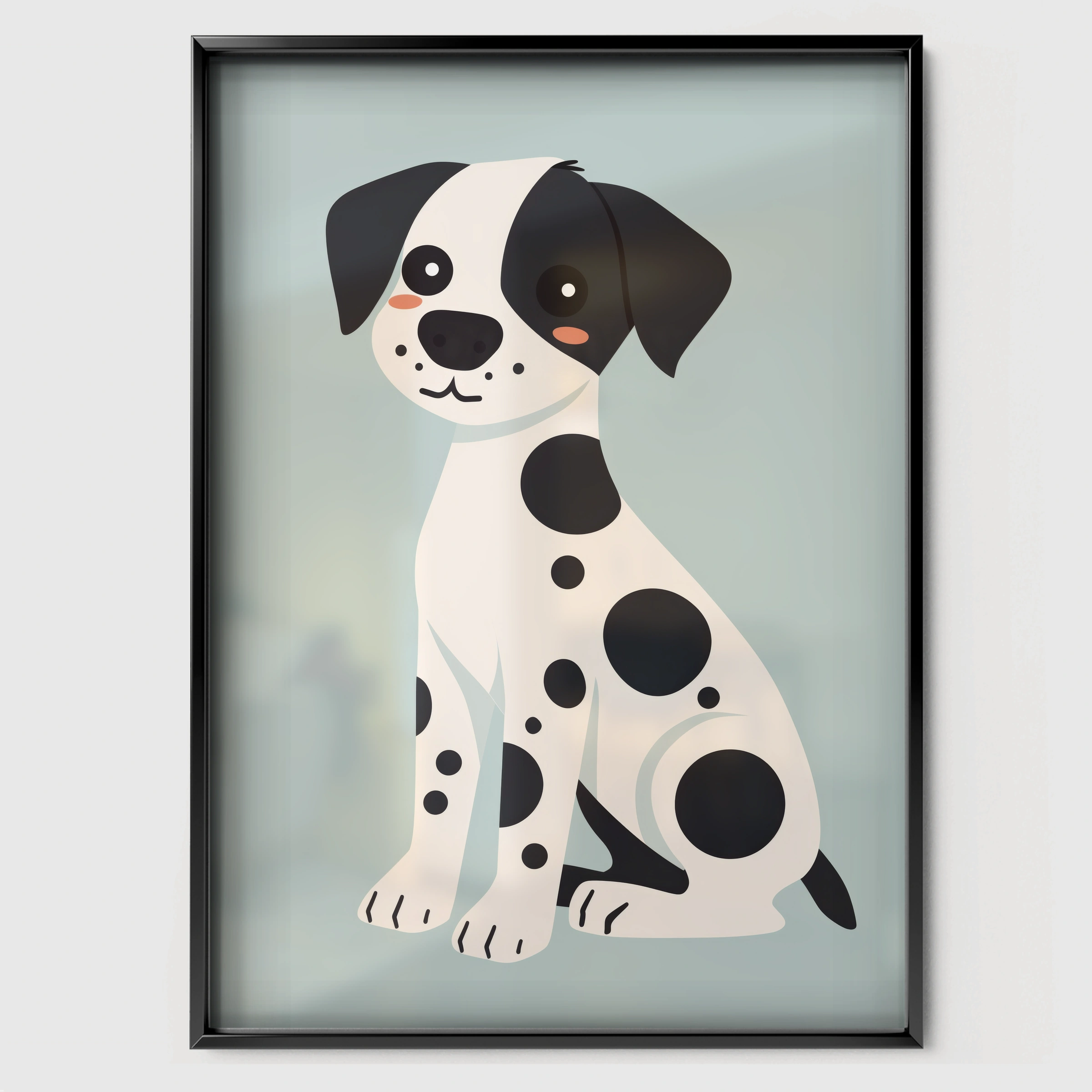 Dalmatian Dog Nursery Print - black framed nursery wall art print