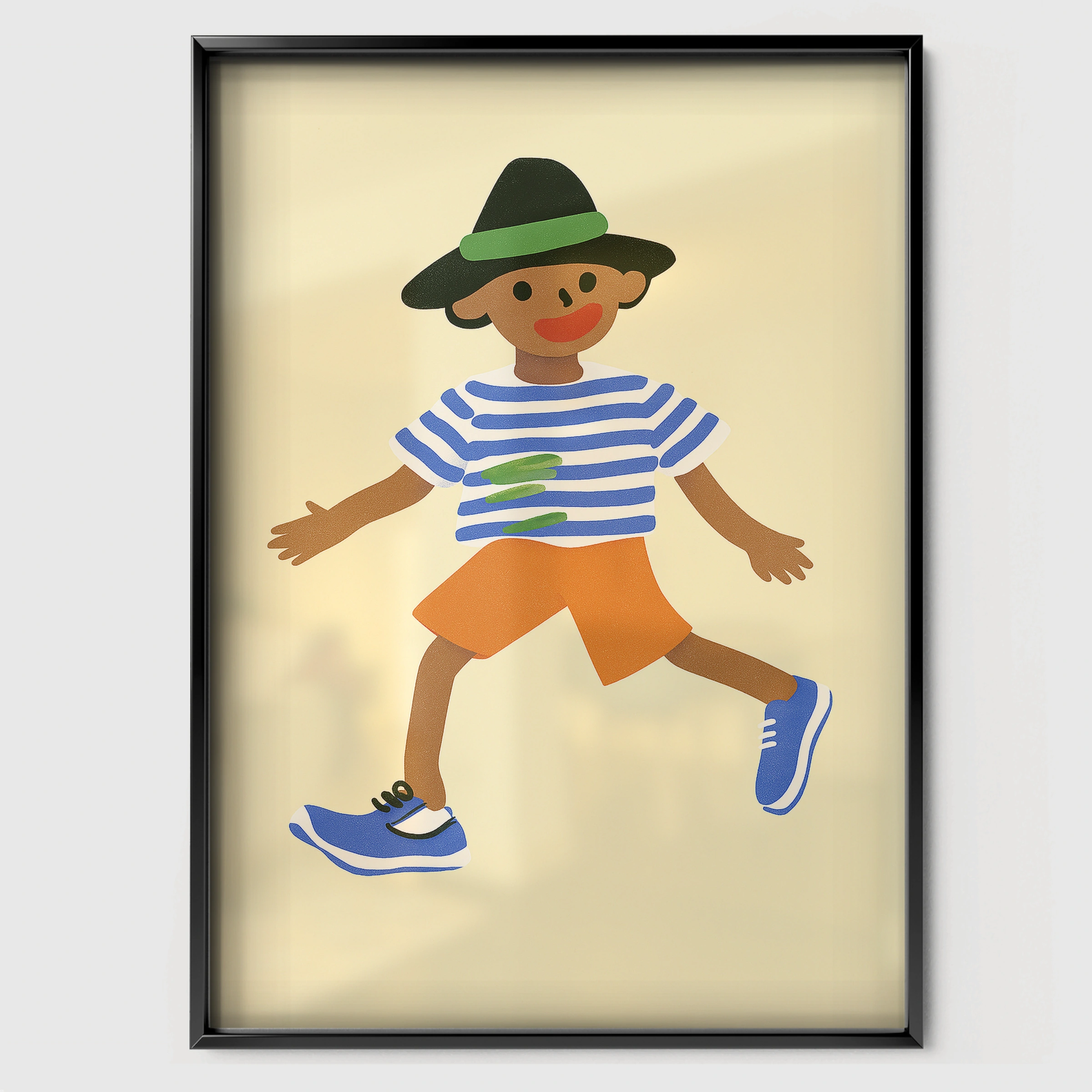 Dancing Boy Nursery Print - black framed nursery wall art print