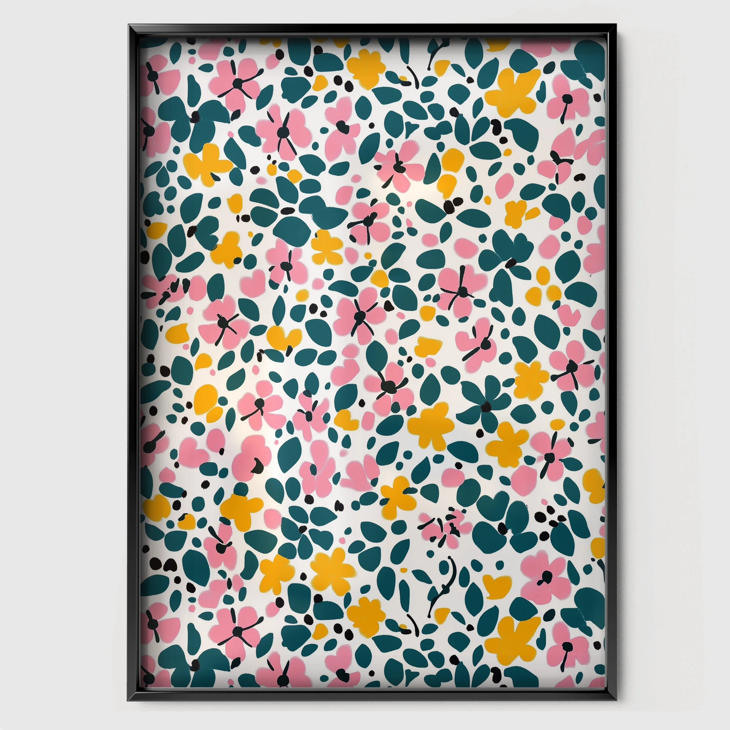 Dark Floral Nursery Print - black framed nursery wall art print