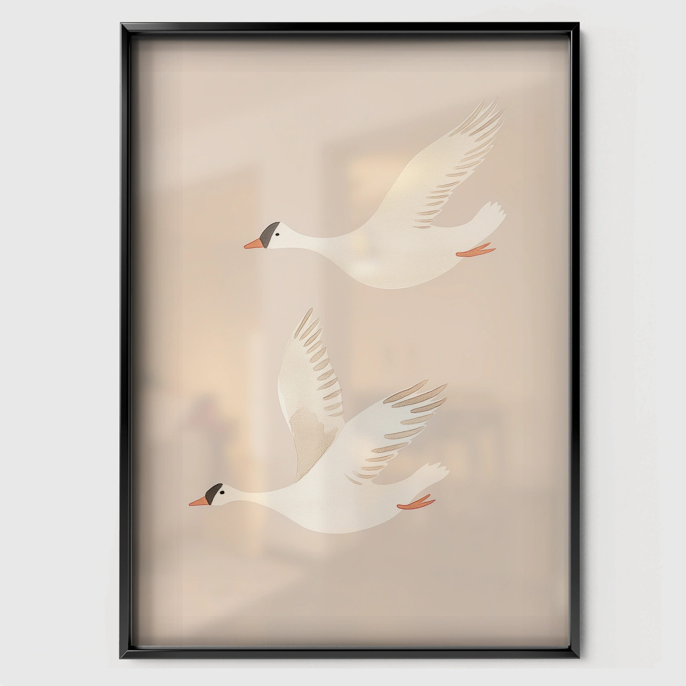 Dove in Flight Nursery Print - black framed nursery wall art print
