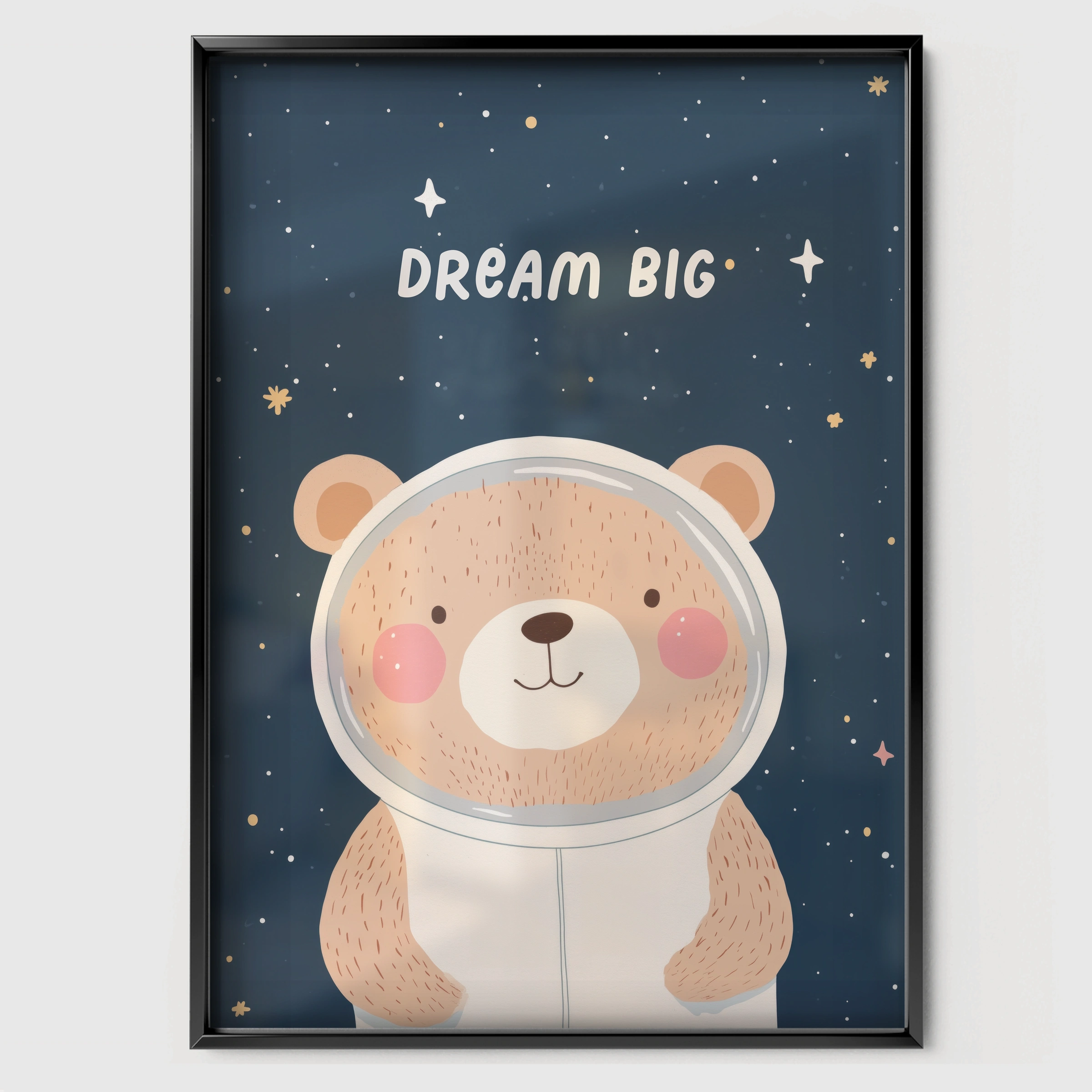 Dream Big Bear Nursery Print - black framed nursery wall art print