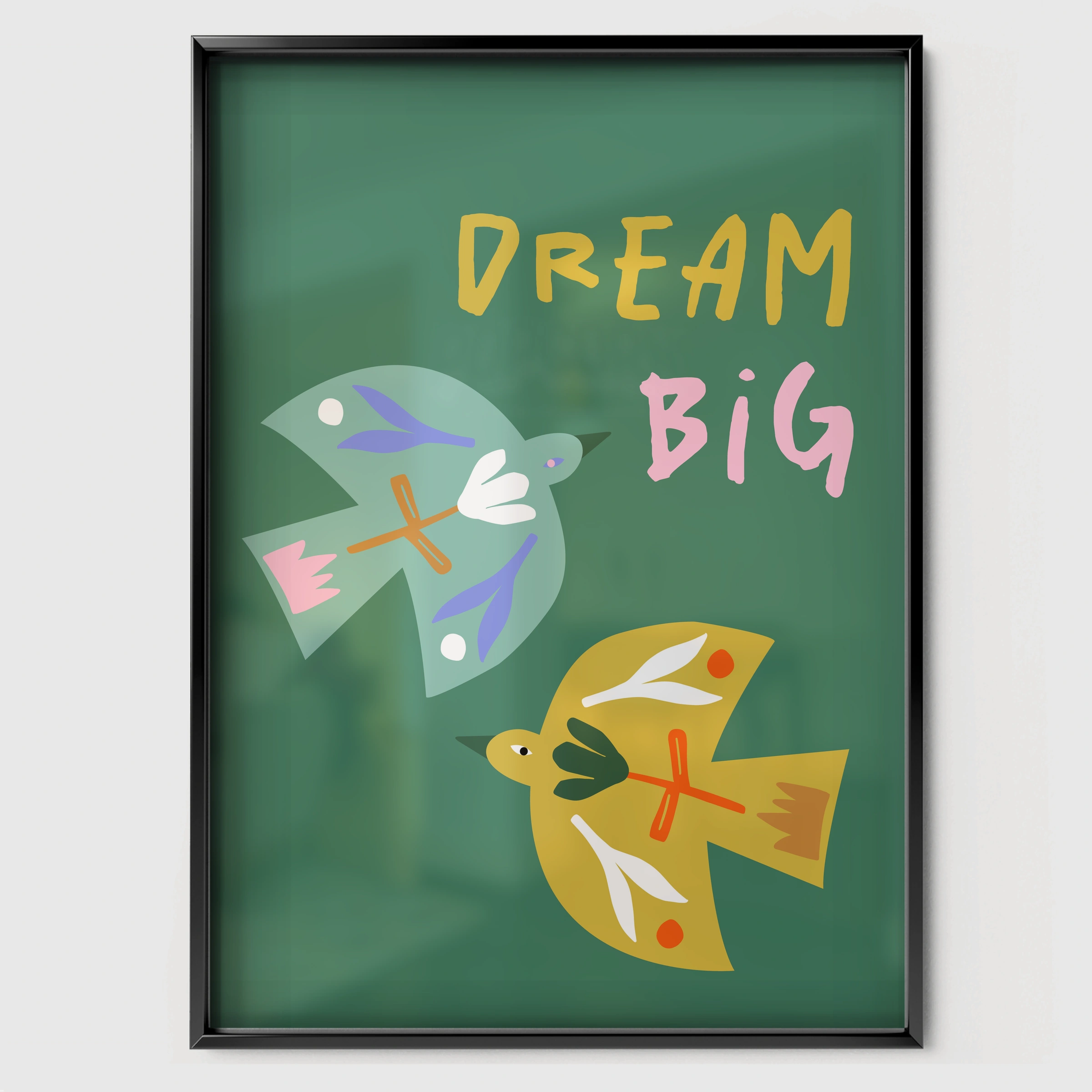 Dream Big Nursery Print - black framed nursery wall art print
