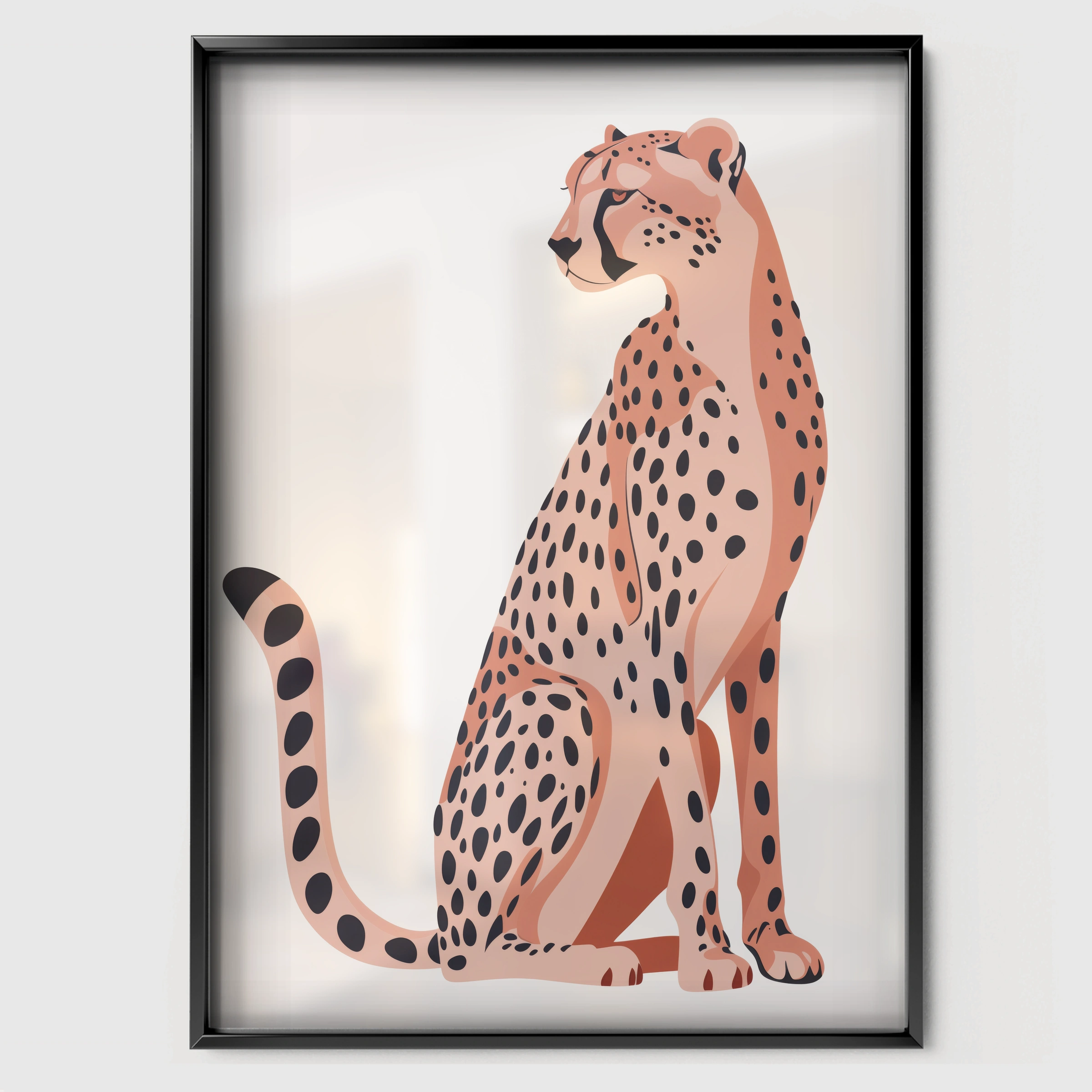 Elegant Cheetah Nursery Print - black framed nursery wall art print