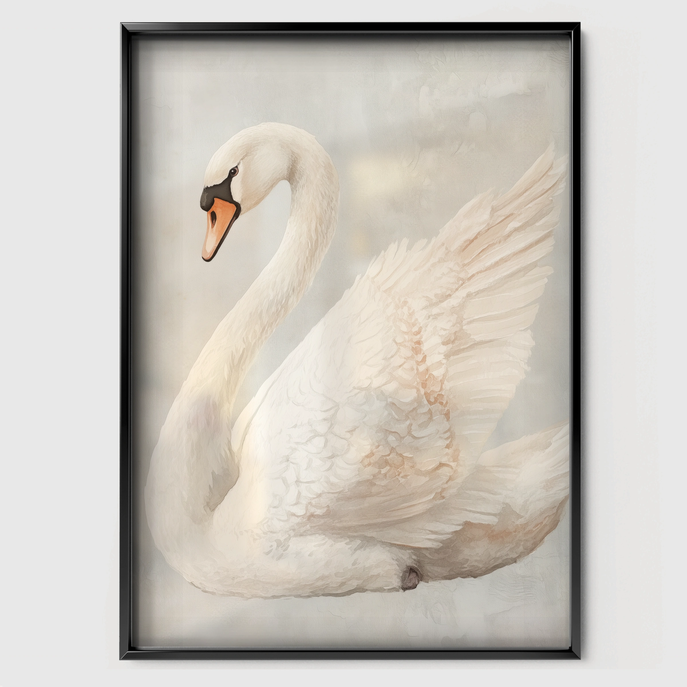Elegant Swan Nursery Print - black framed nursery wall art print