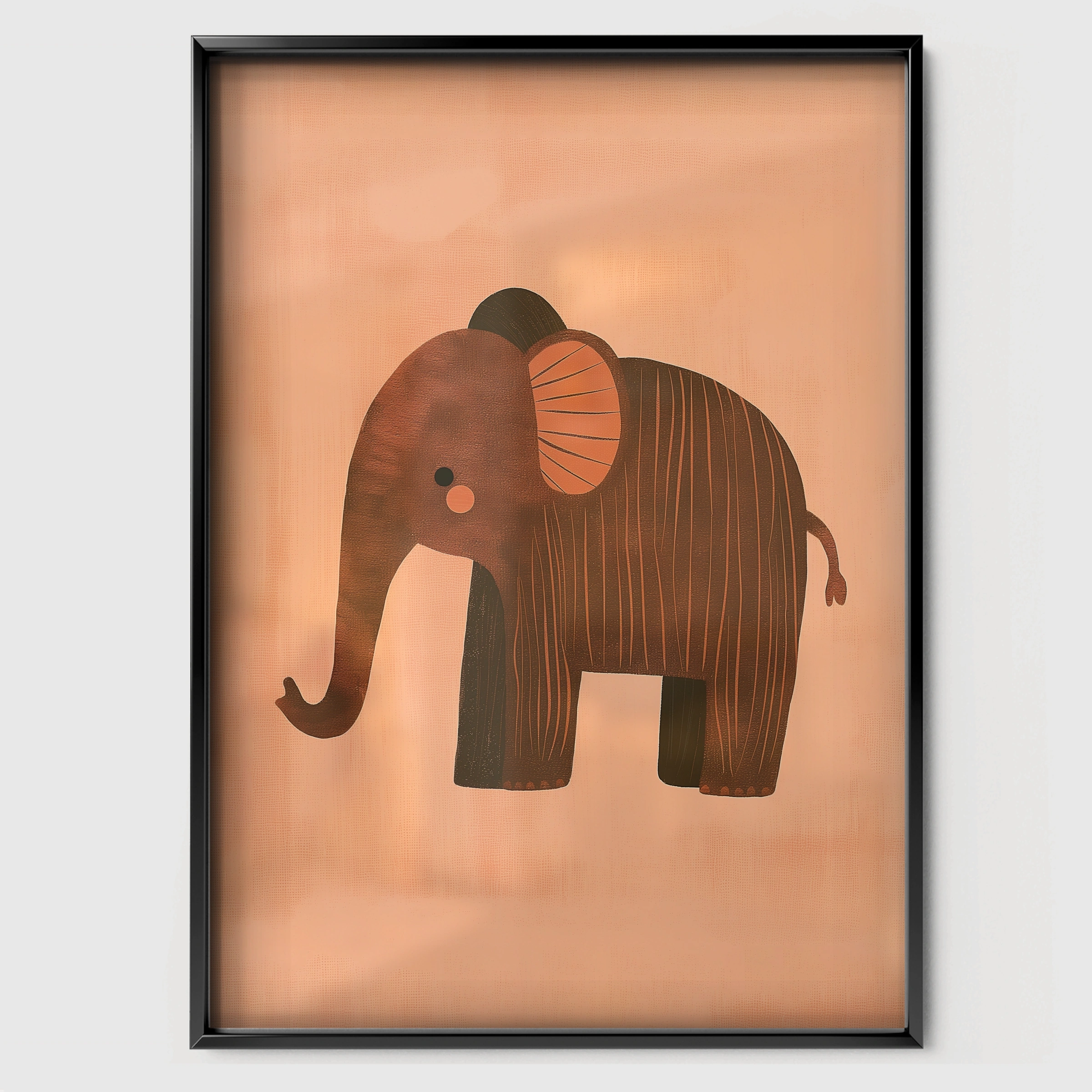 Elephant Nursery Print - black framed nursery wall art print