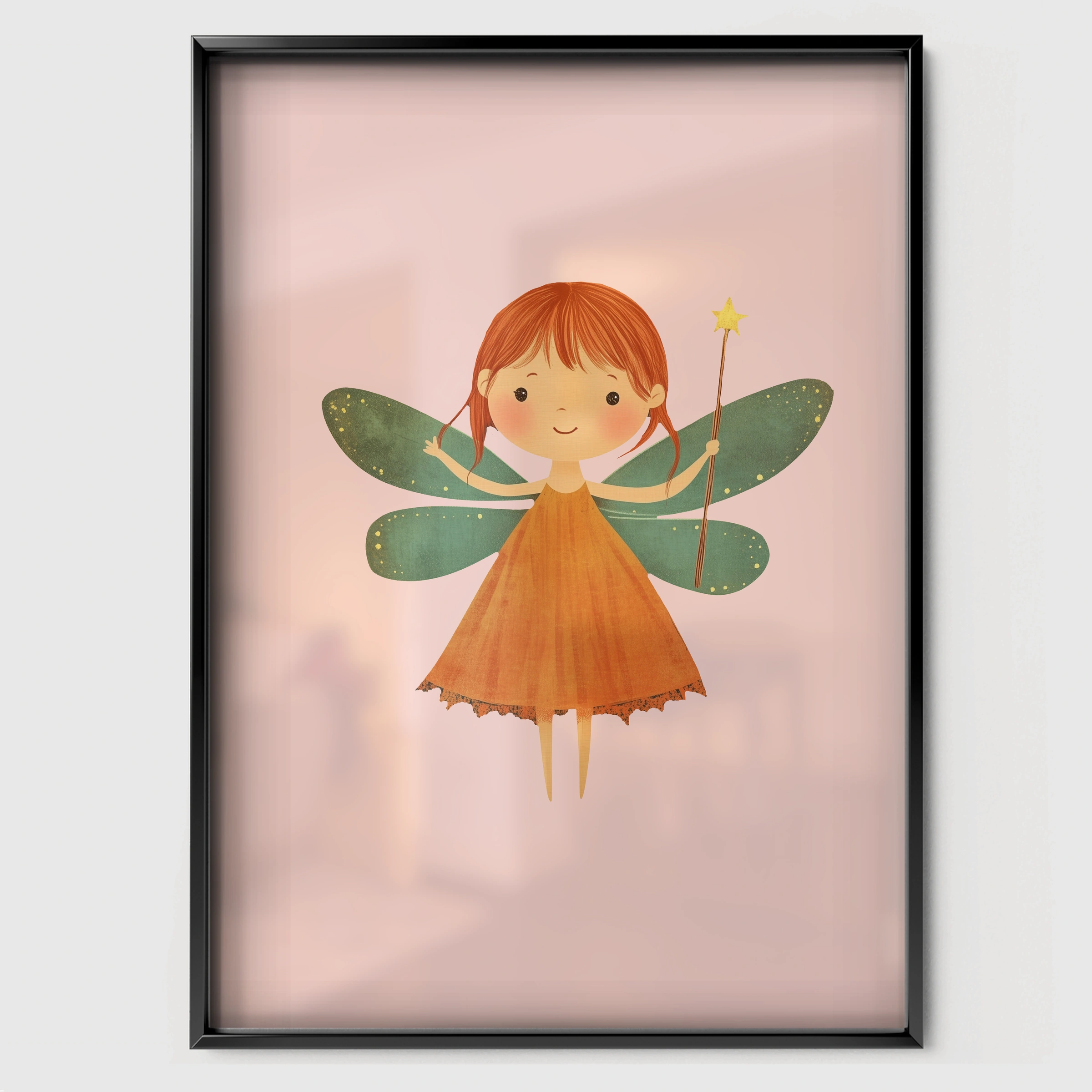 Fairy Girl Nursery Print - black framed nursery wall art print