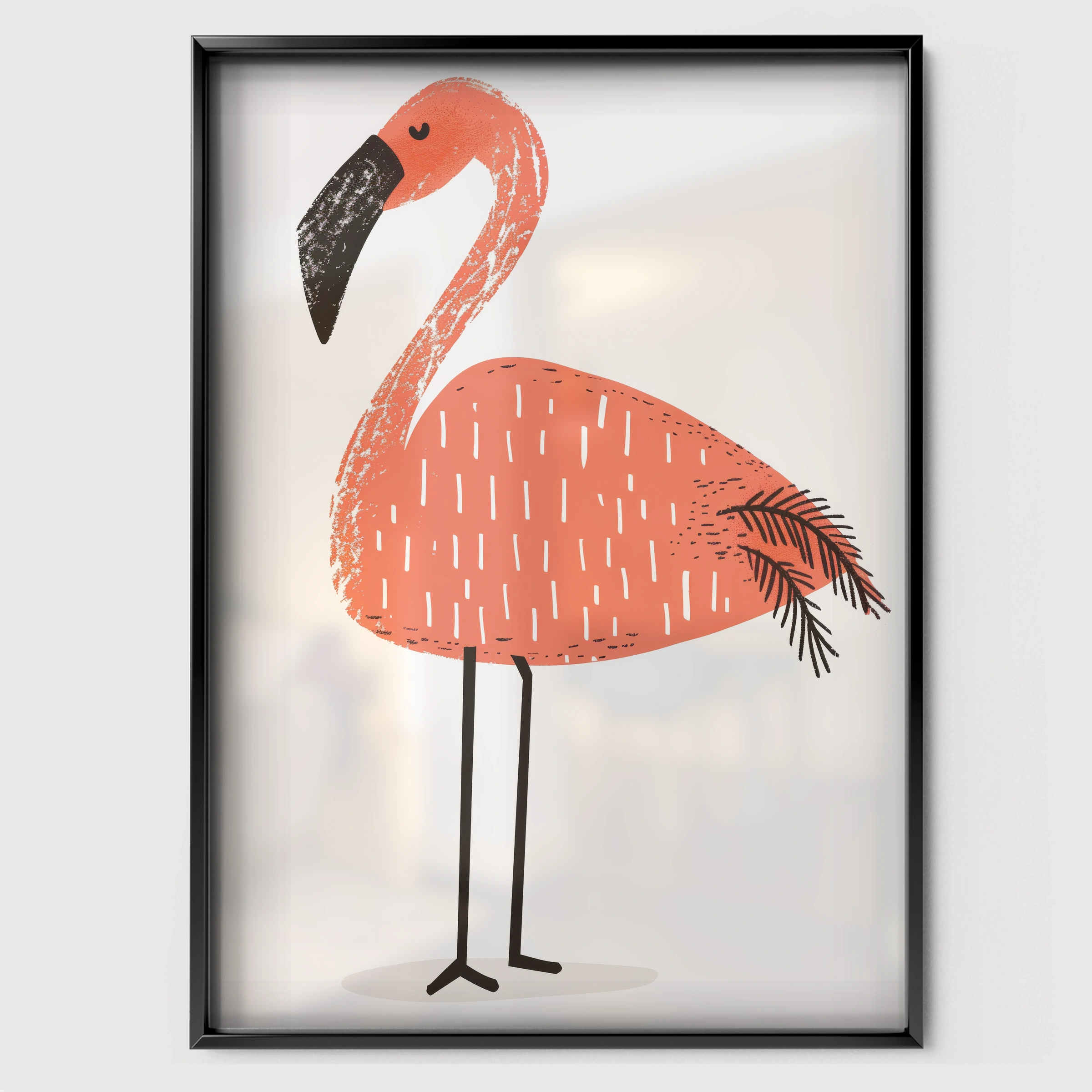 Flamingo Nursery Print - black framed nursery wall art print