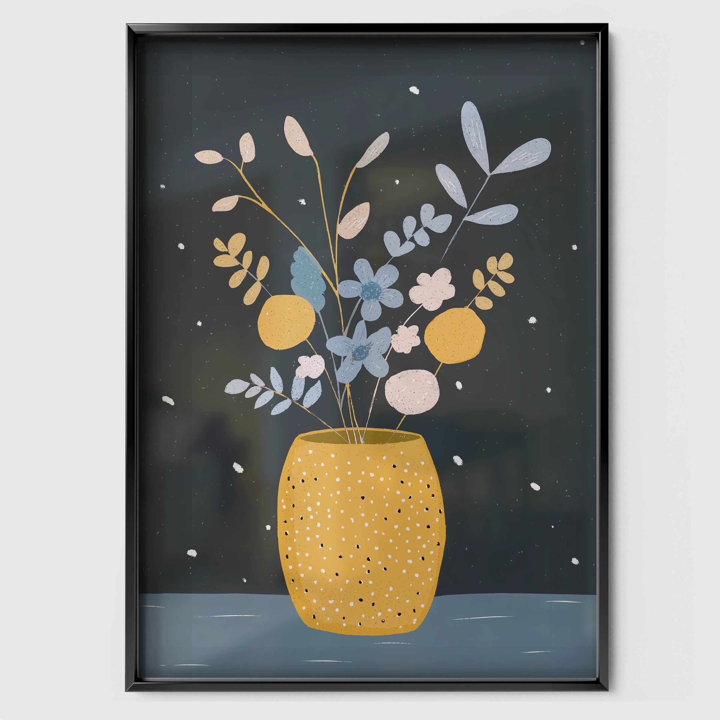 Flowers in a Vase Nursery Print - black framed nursery wall art print