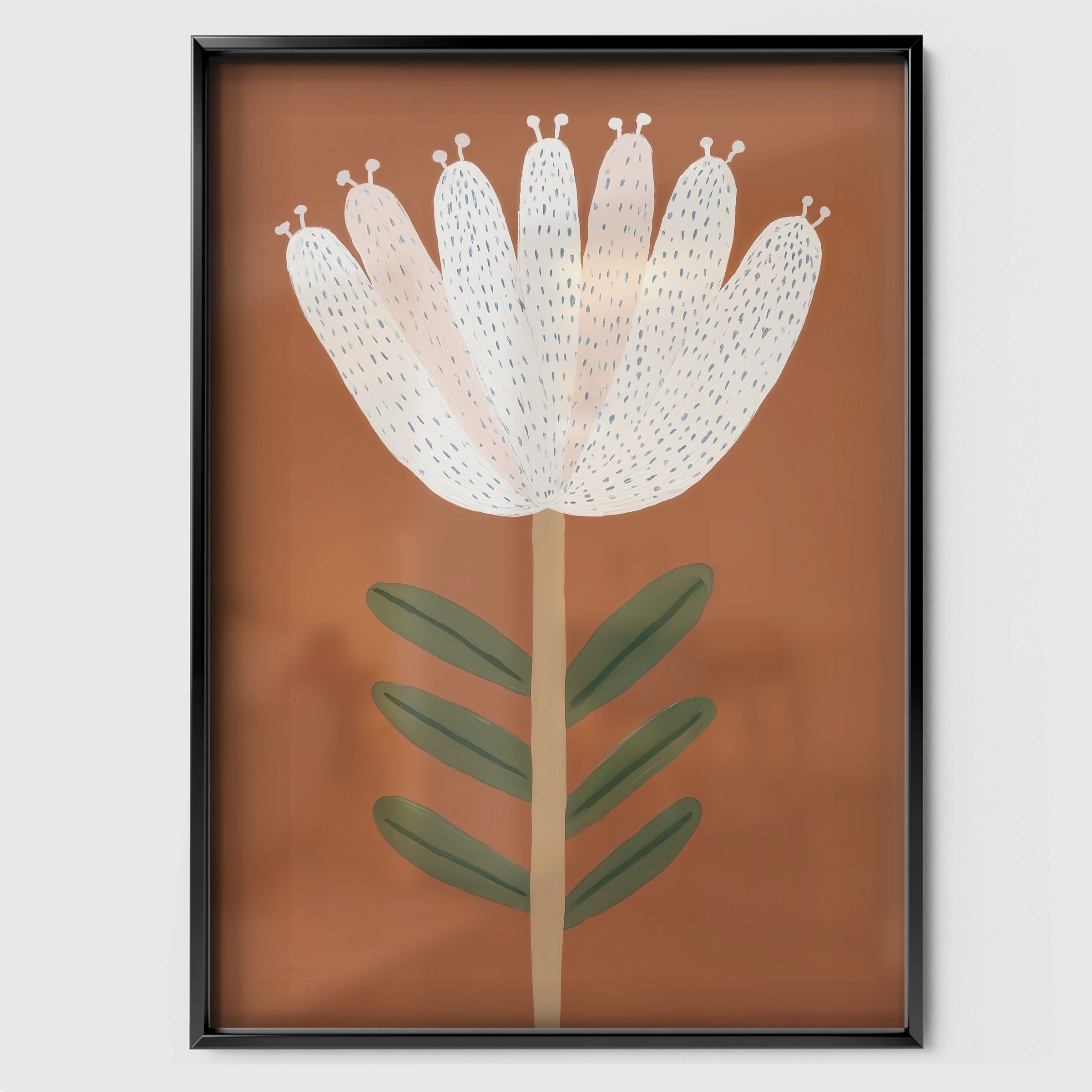 Folk Flower Nursery Print - black framed nursery wall art print
