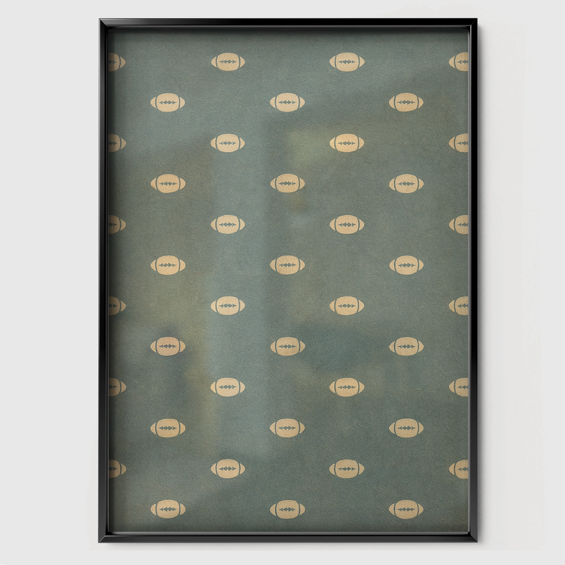 Footballs Pattern Two Nursery Print - black framed nursery wall art print