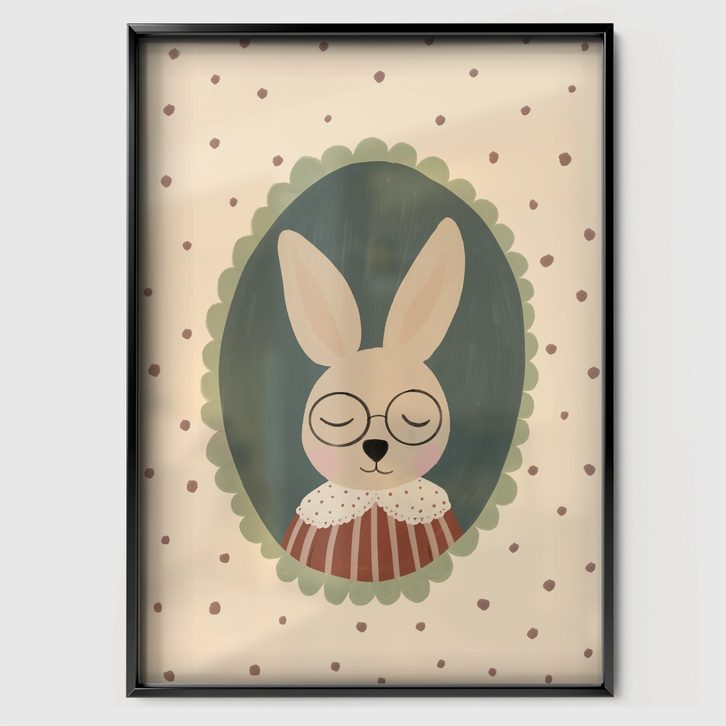 Framed Bunny Nursery Print - black framed nursery wall art print