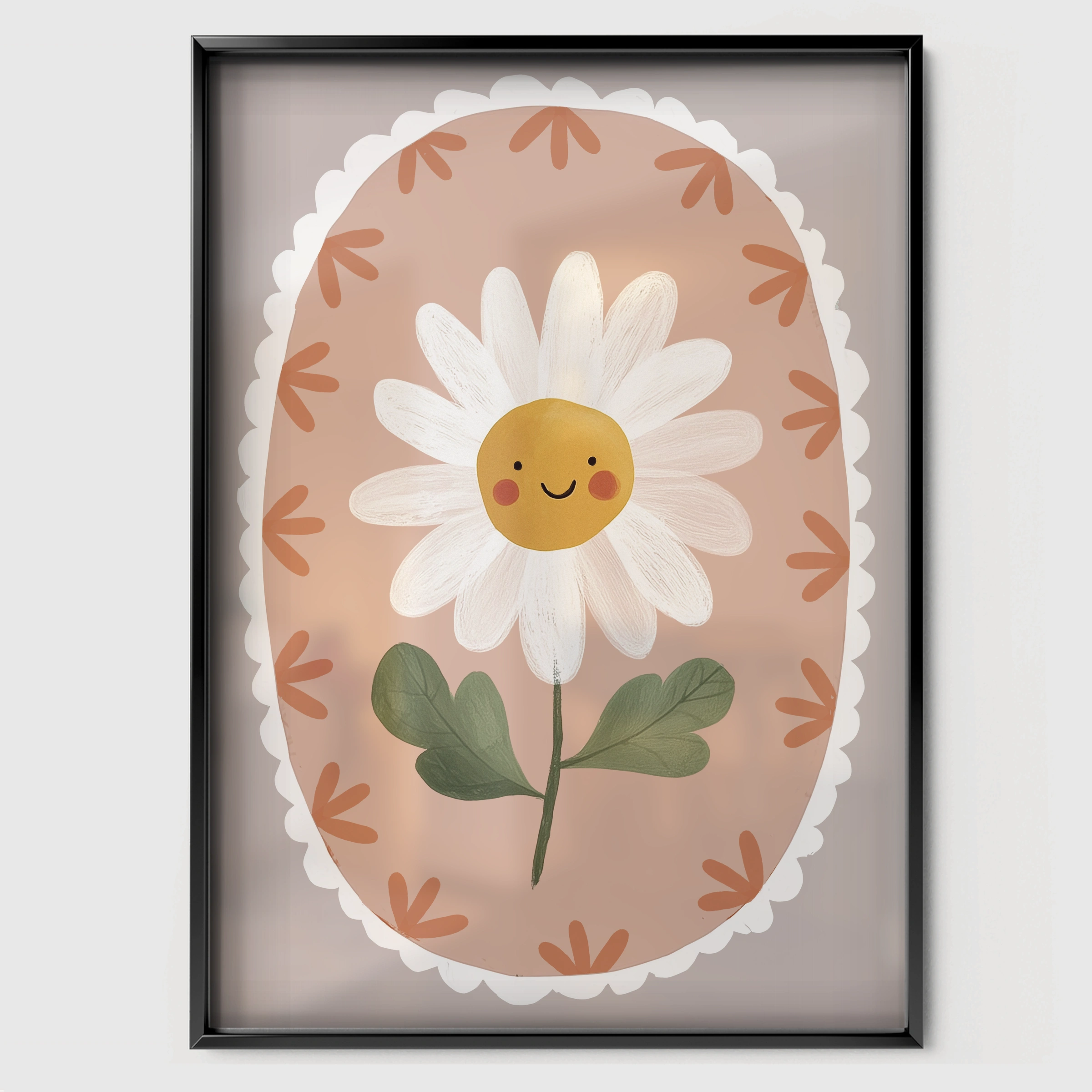 Framed Daisy Nursery Print - black framed nursery wall art print