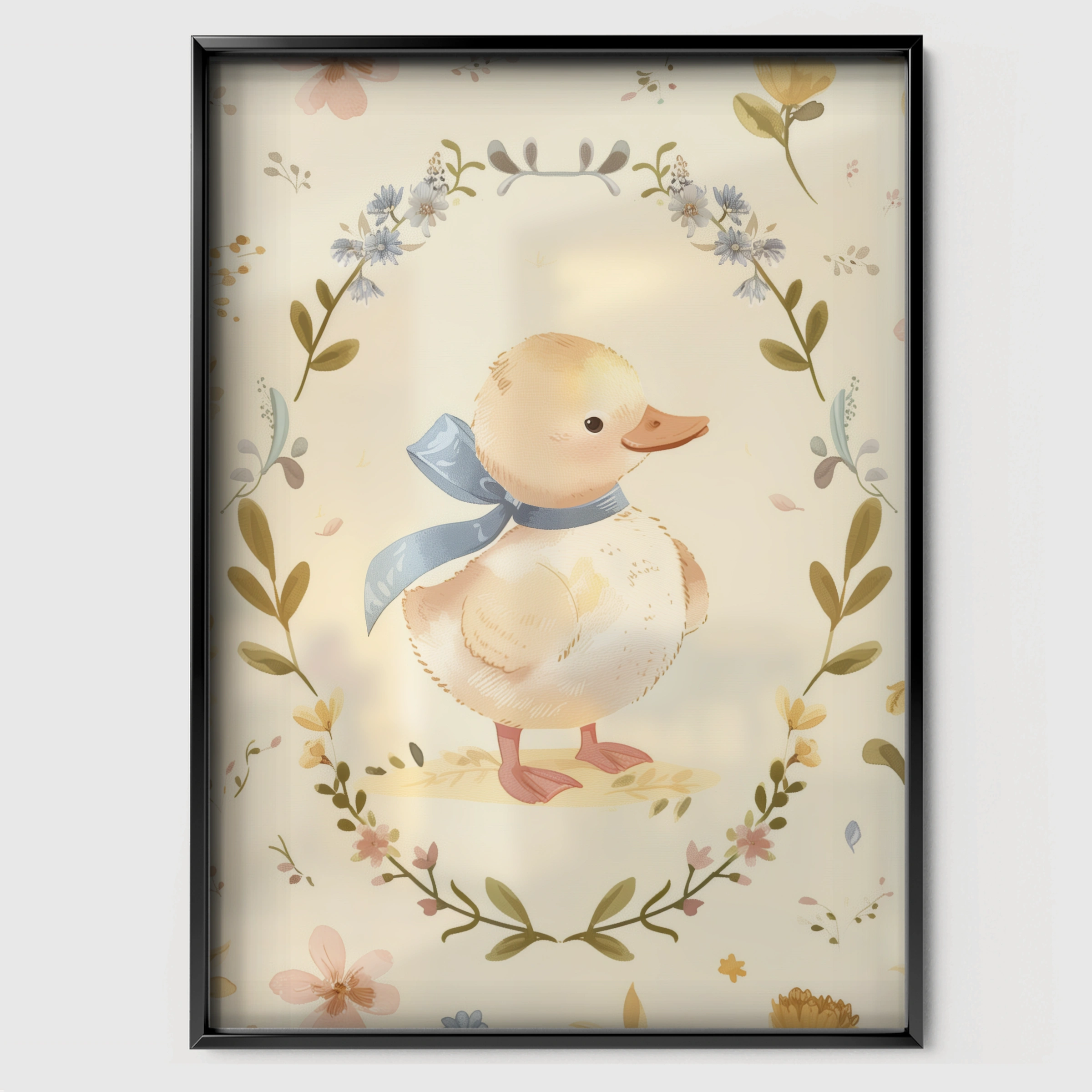 Framed Duckling Nursery Print - black framed nursery wall art print