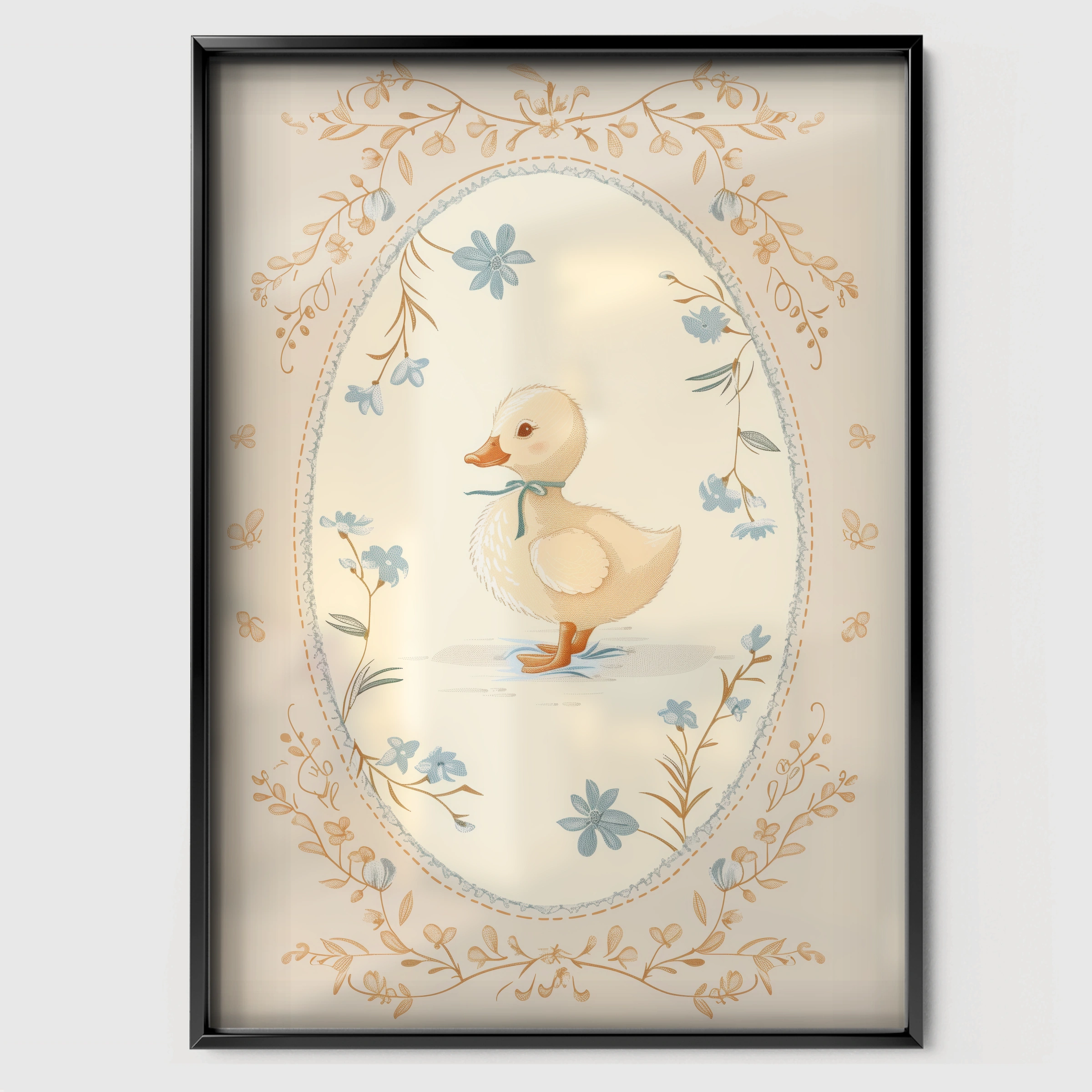 Framed Duckling Two Nursery Print - black framed nursery wall art print