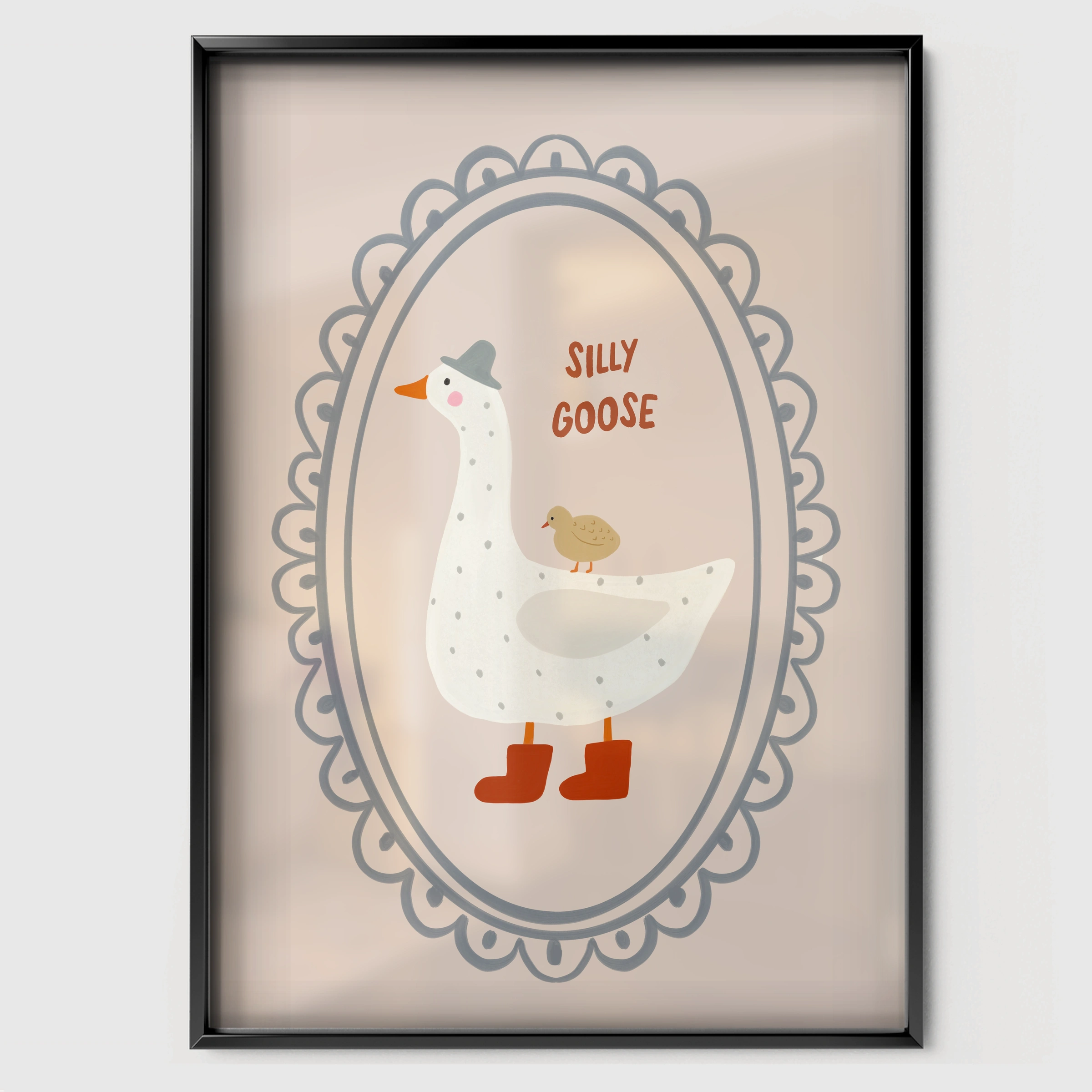 Framed Goose Nursery Print - black framed nursery wall art print