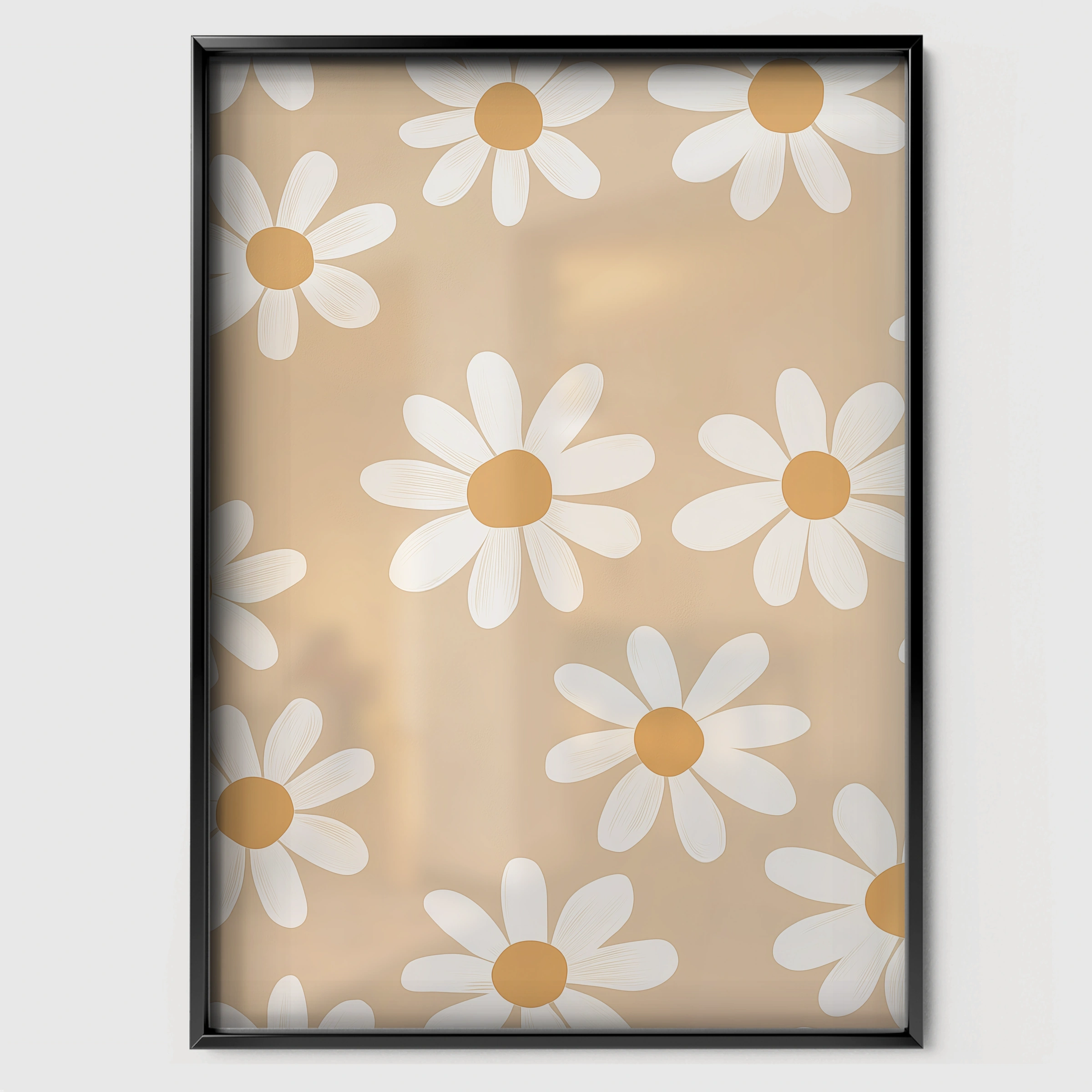 Fresh Daisies Nursery Print - black framed nursery wall art print