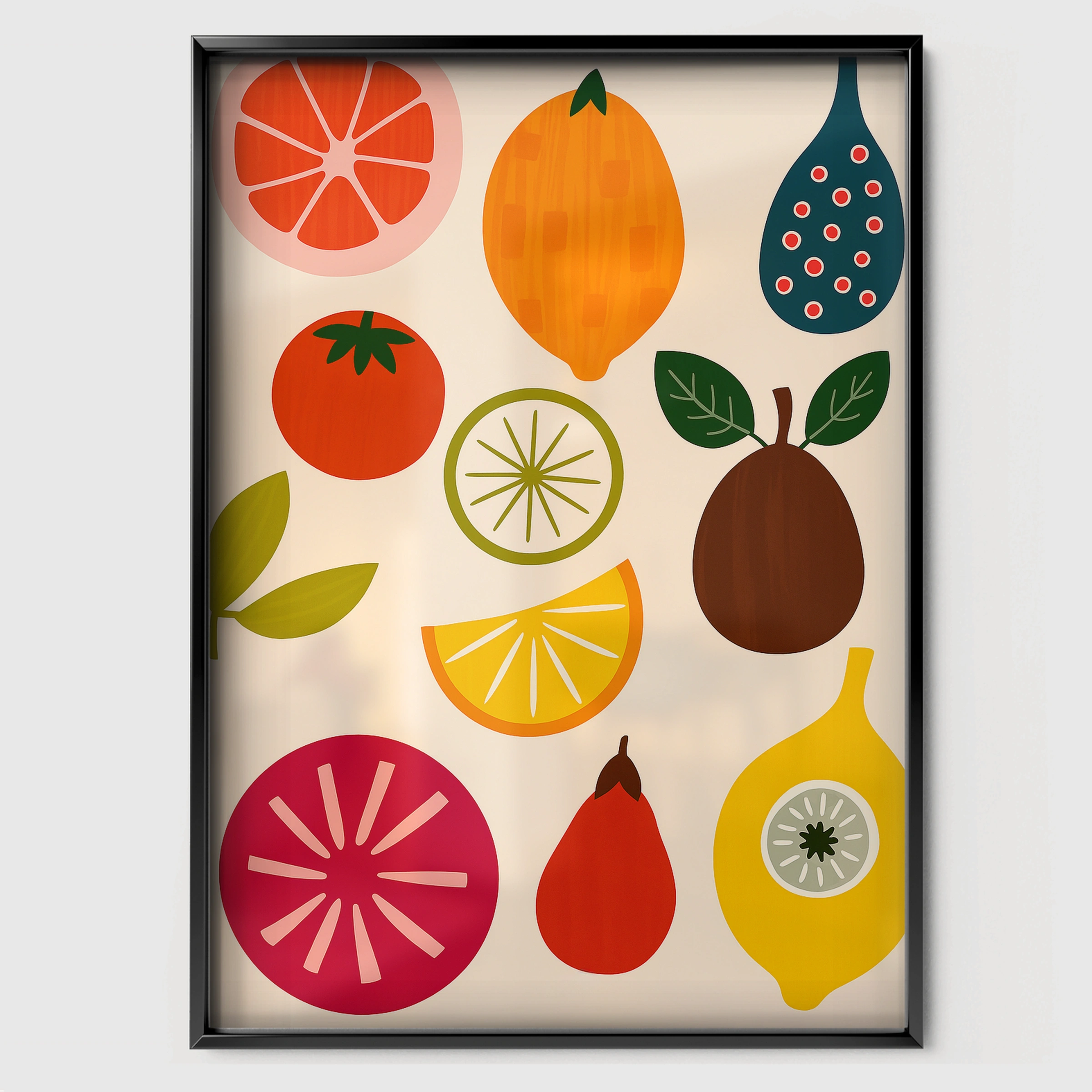 Fresh Fruit Nursery Print - black framed nursery wall art print