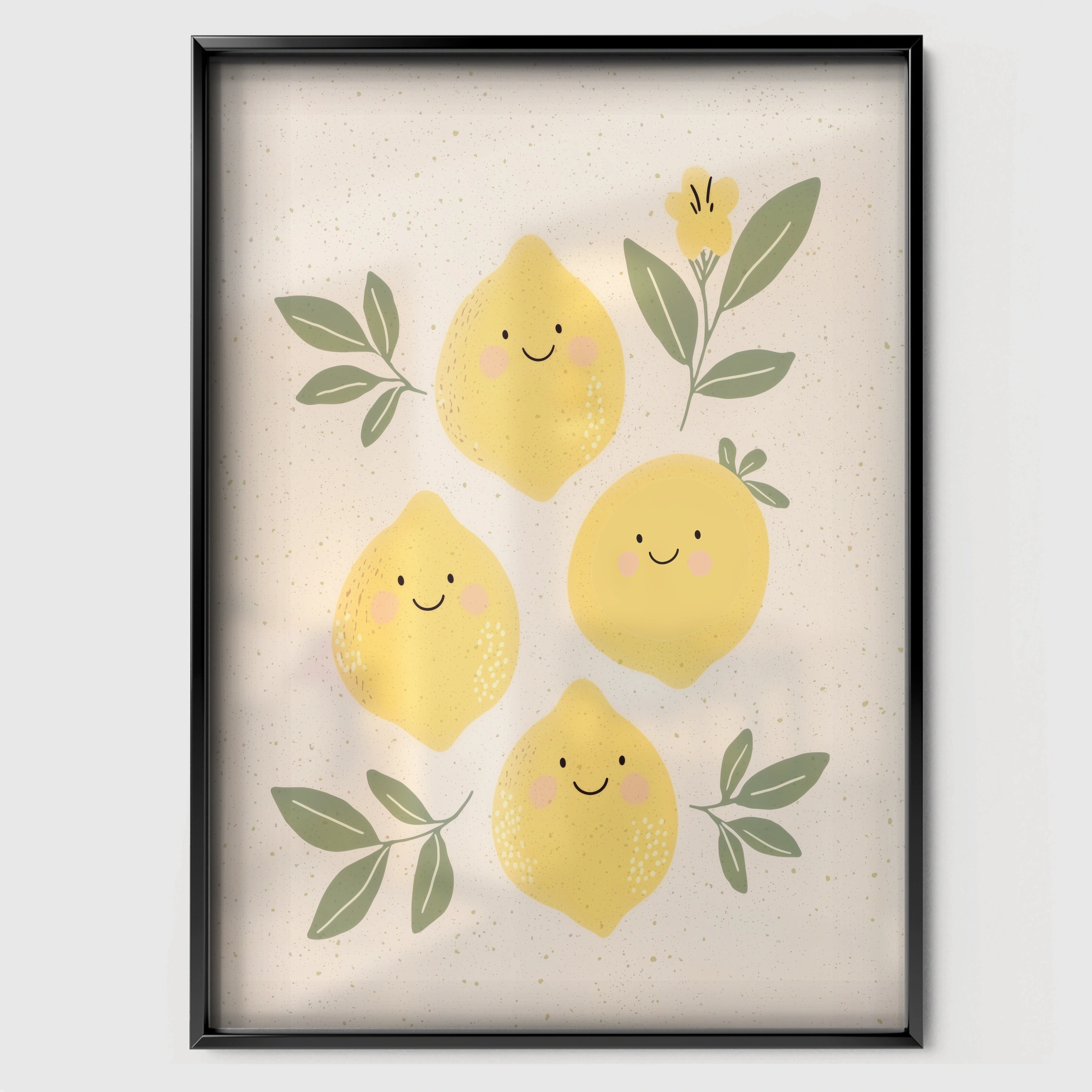 Fresh Lemons Nursery Print - black framed nursery wall art print
