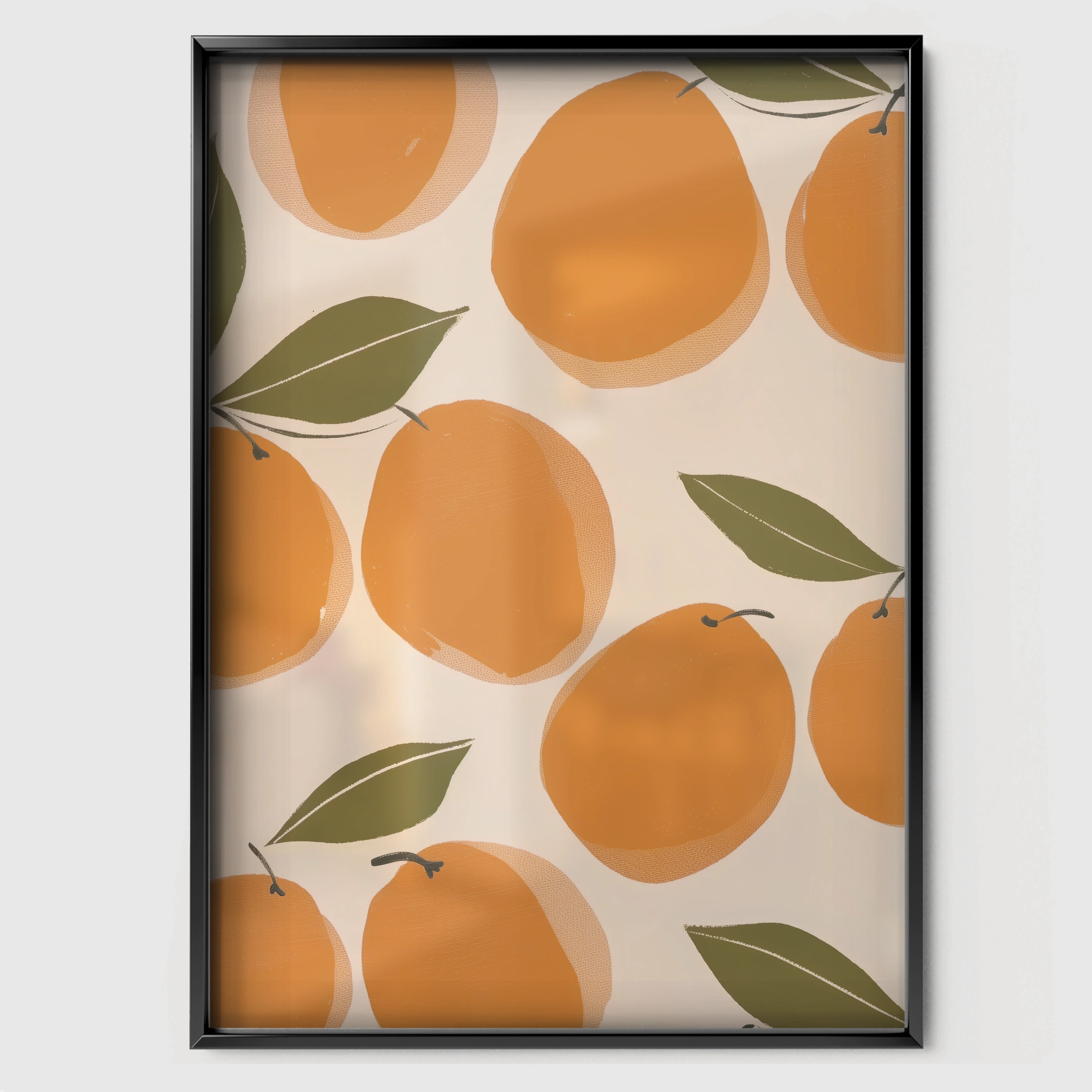Fresh Oranges Nursery Print - black framed nursery wall art print