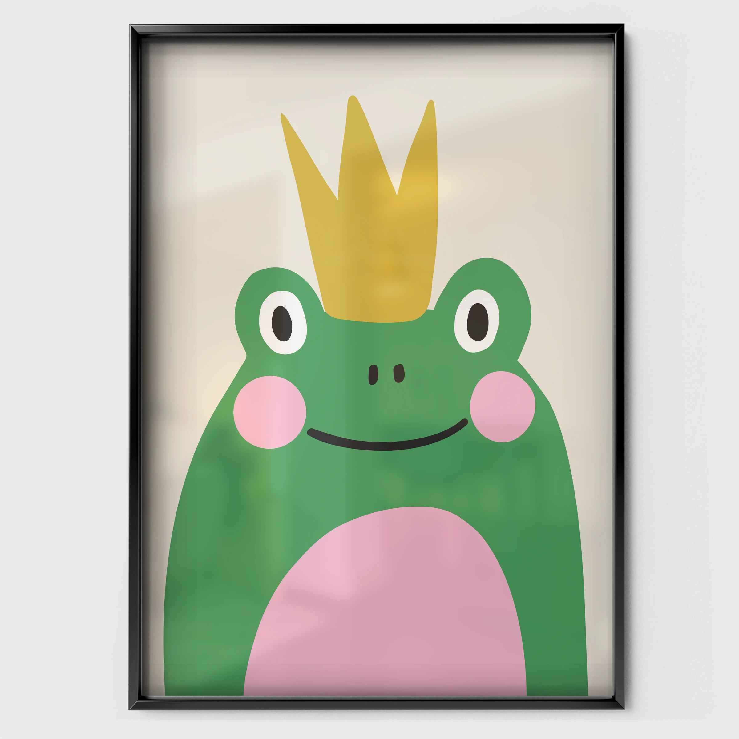 Frog King Nursery Print - black framed nursery wall art print
