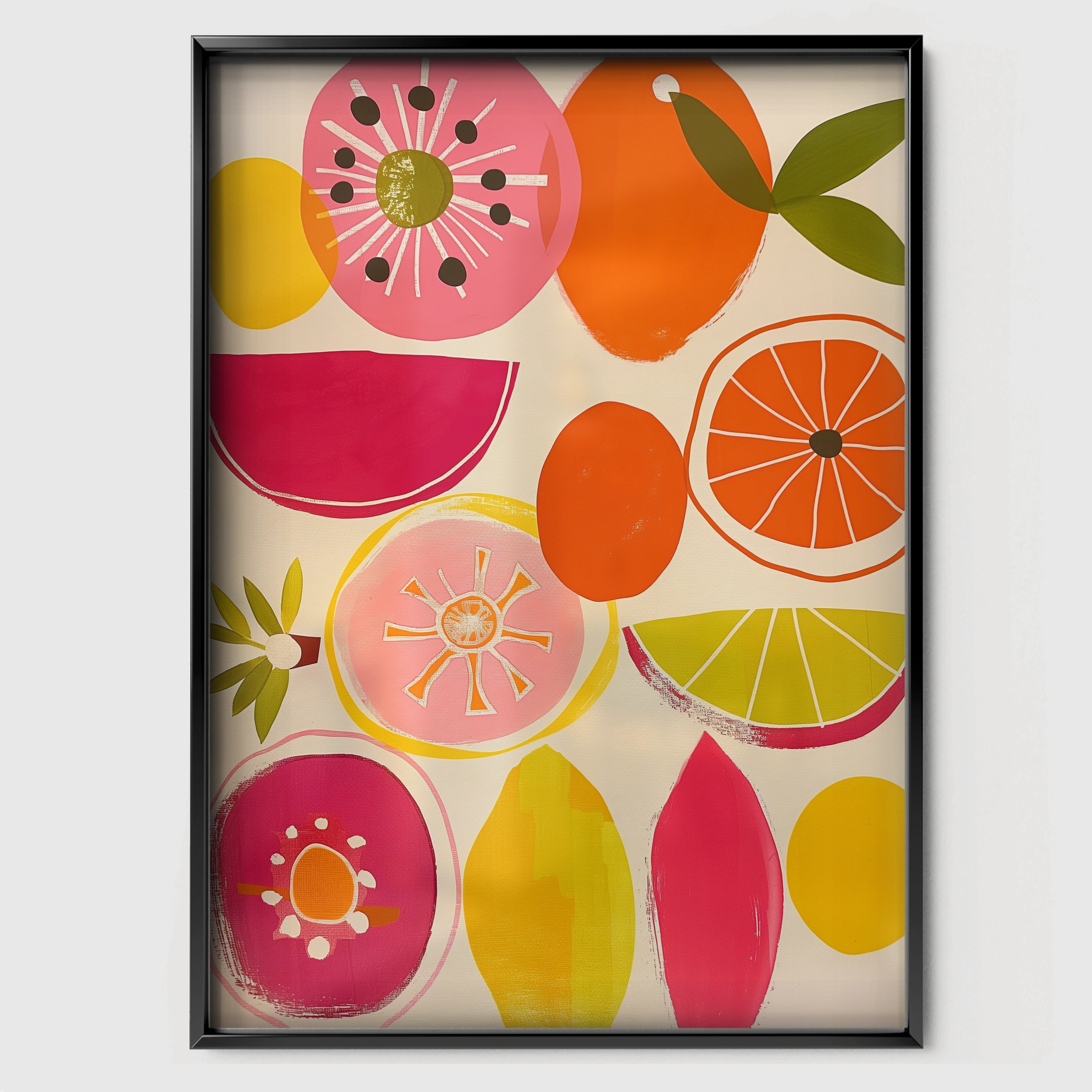 Fruit Medley Nursery Print - black framed nursery wall art print