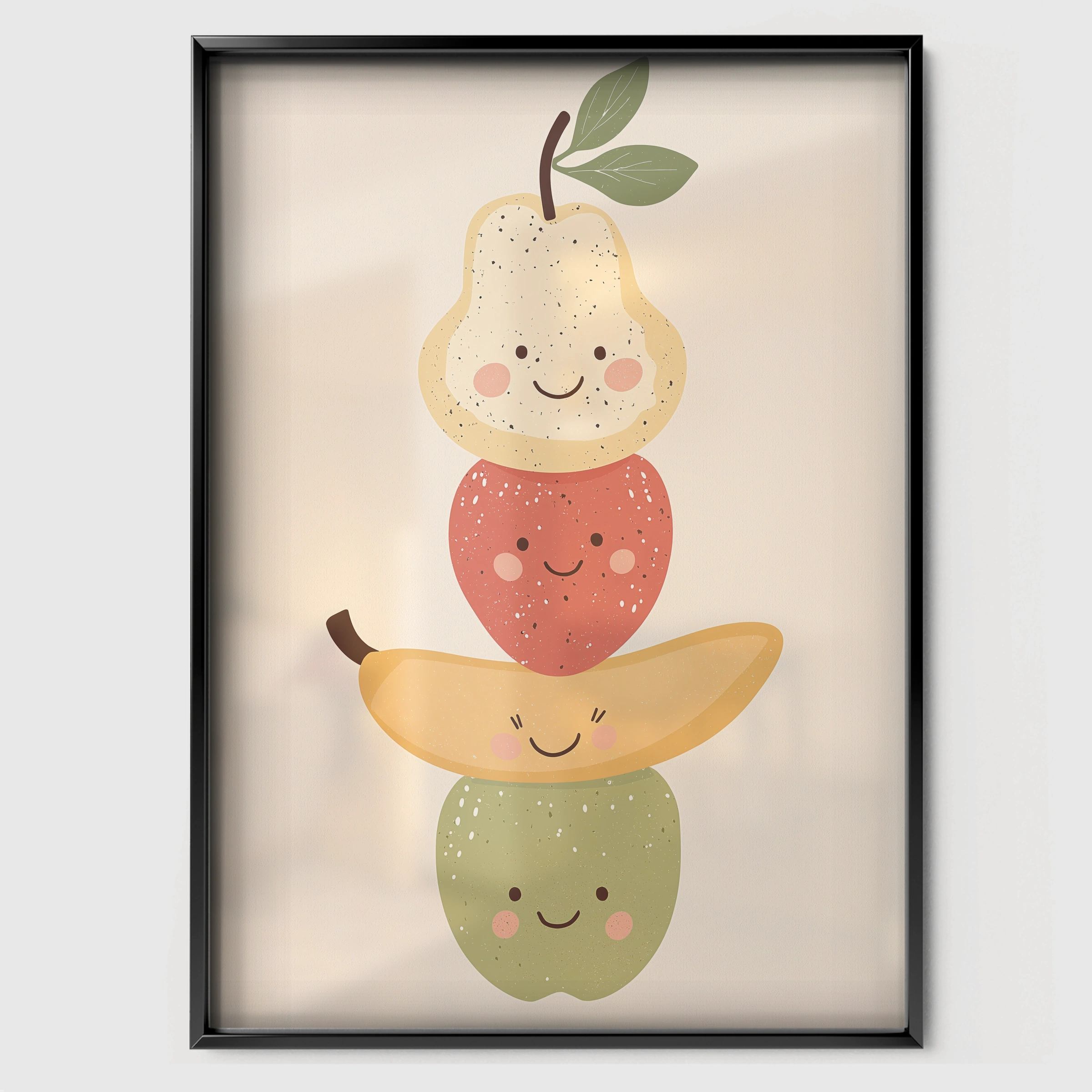 Fruit Stack Nursery Print - black framed nursery wall art print