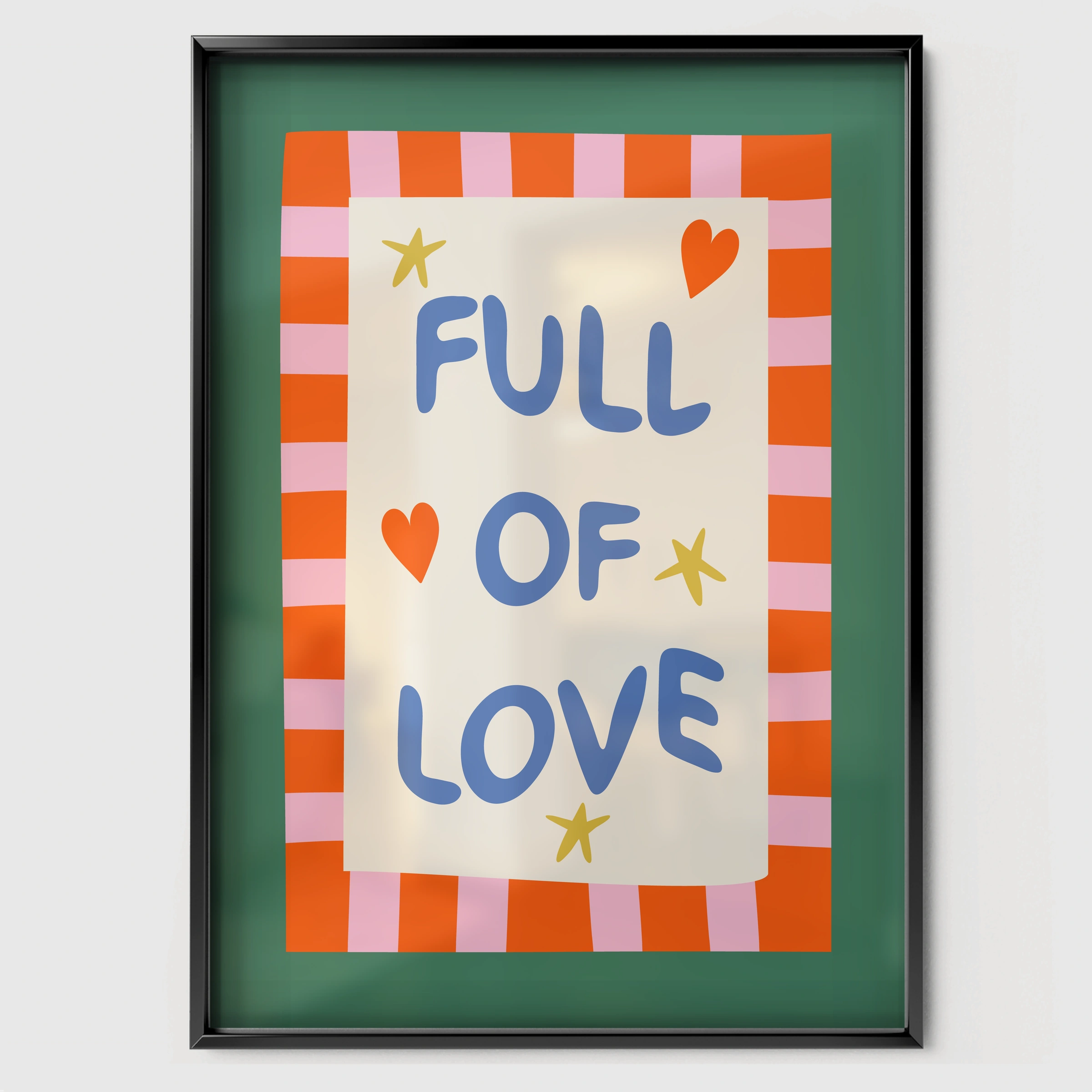 Full Of Love Nursery Print - black framed nursery wall art print