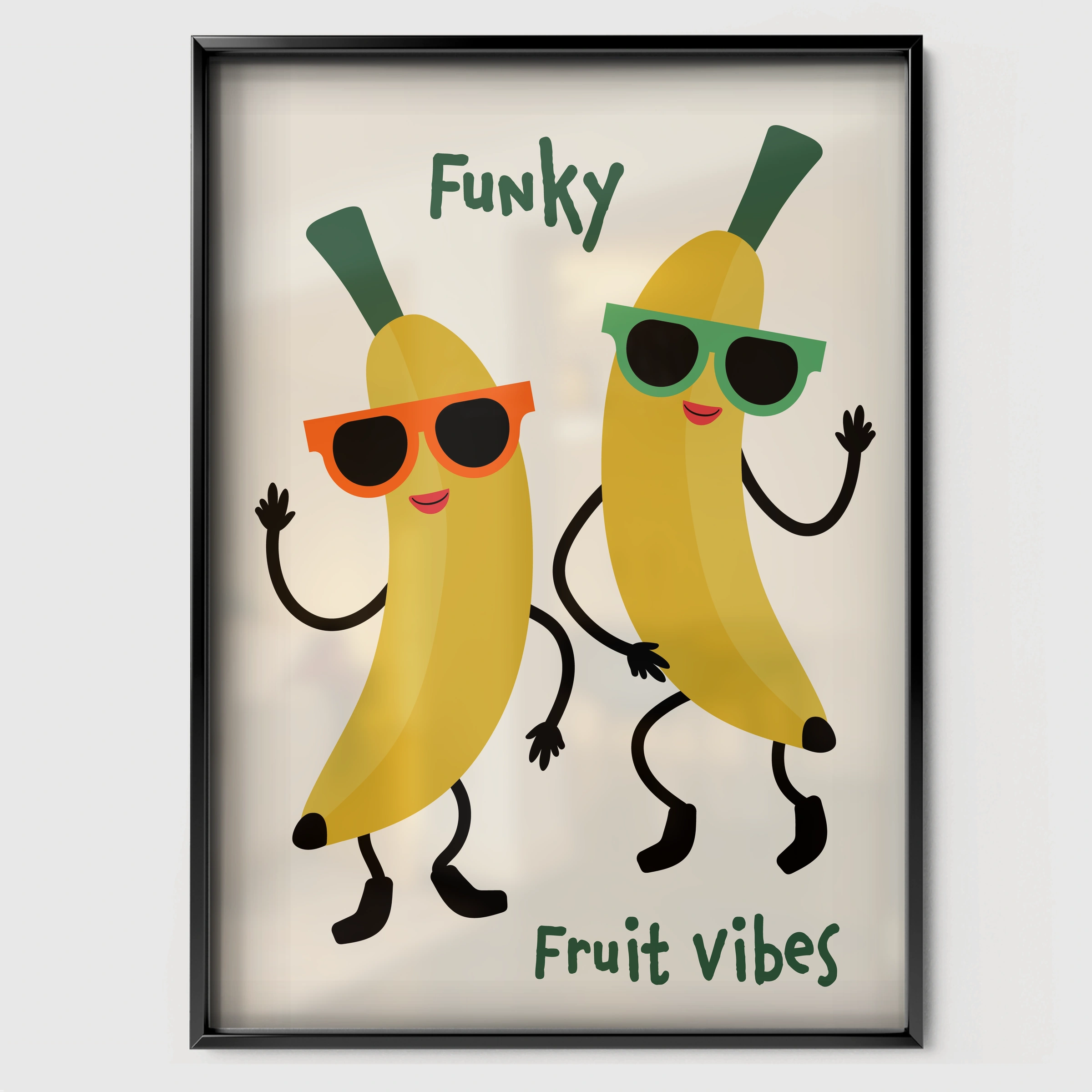 Funky Fruit Vibes Nursery Print - black framed nursery wall art print
