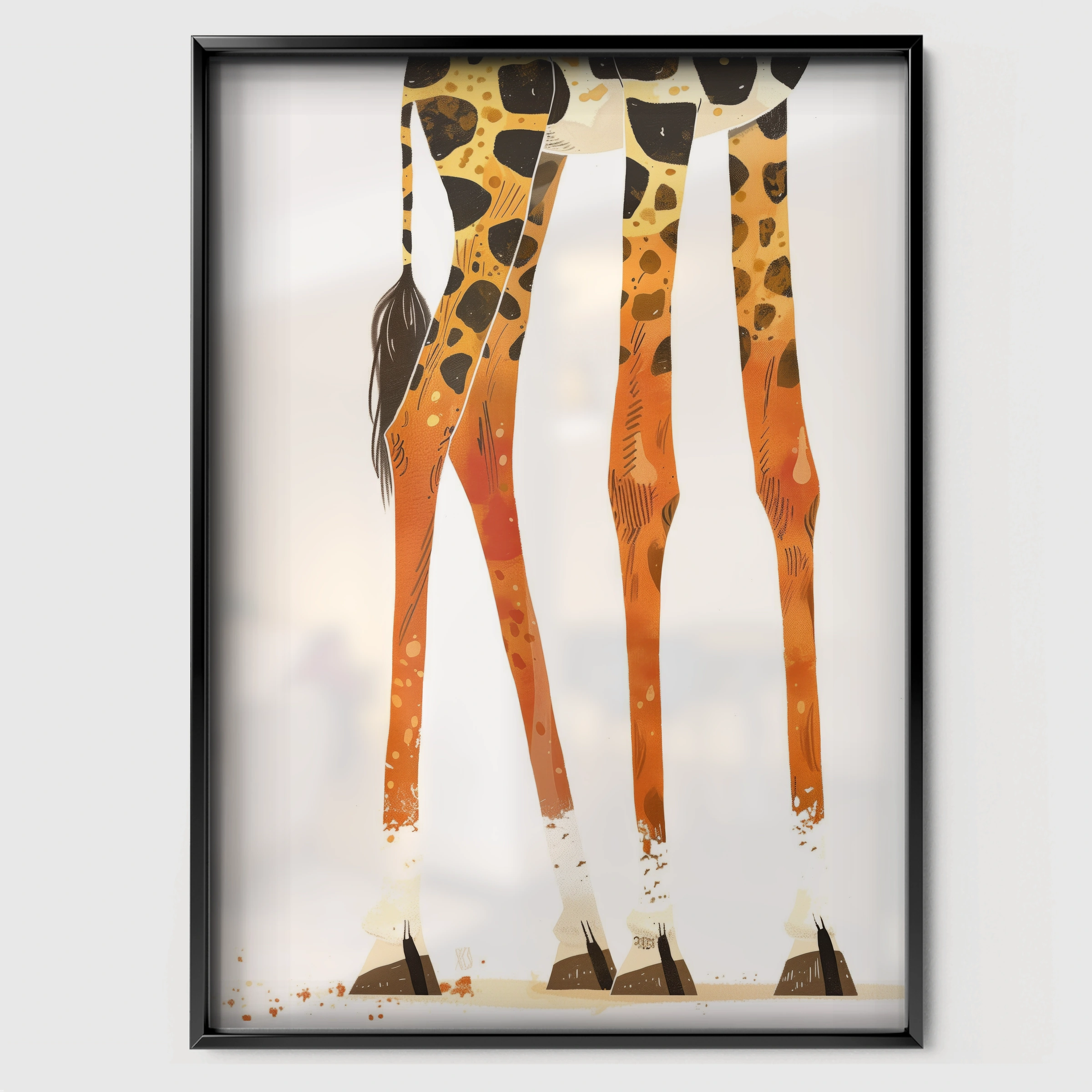 Giraffe Legs Nursery Print - black framed nursery wall art print